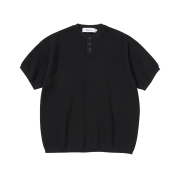 Knitted Coolever Henley Neck Half Sleeve Knit Black