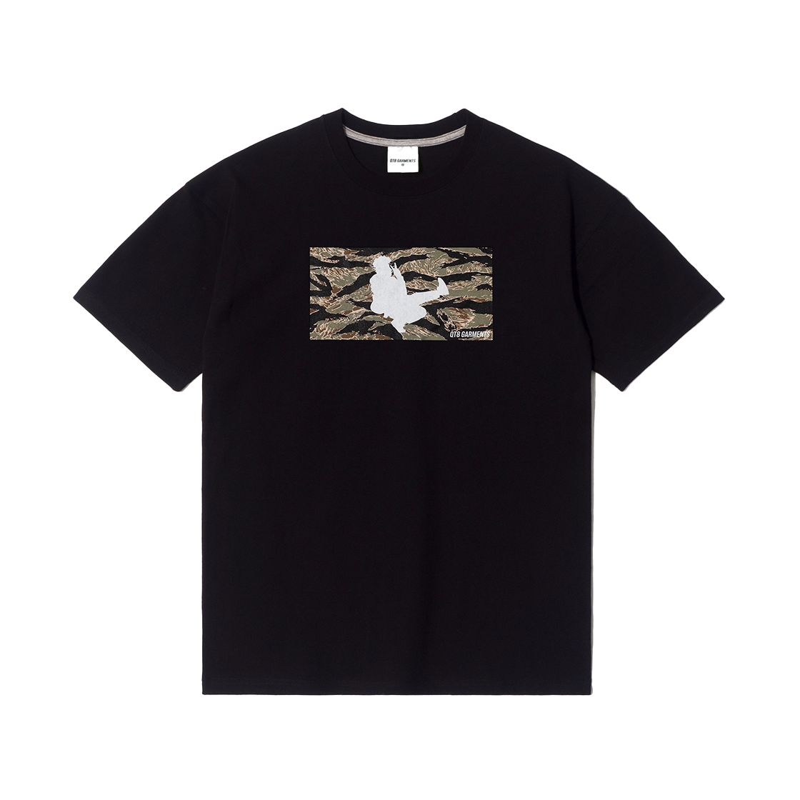 큐티에잇 가먼츠 누들 X 큐티에잇 타이거 카모 티 블랙(QT8 GARMENTS Noodle X QT8 Tiger Camo Tee Black)