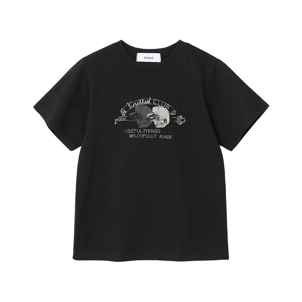 니티드 여성 니티드 클럽 티셔츠 블랙(Knitted W Knitted Club T-Shirt Black)