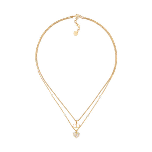 (W) Dior Clair D Lune Necklace Gold Finish Metal Silver Tone Crystals