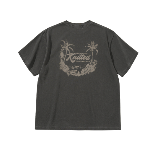 K25SSUT08CC Knitted Pigment Palmtree Back Logo Graphic T-Shirt Charcoal