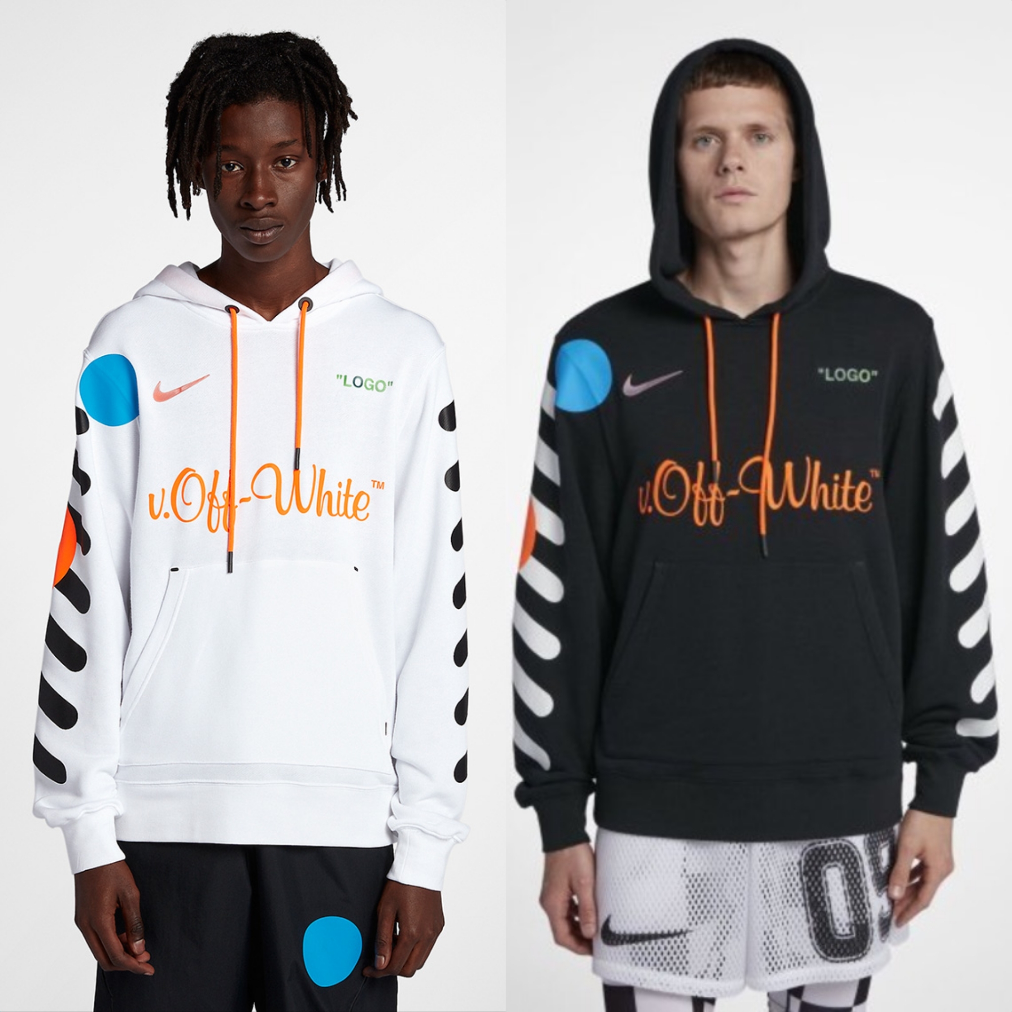 Nike x Off-White Pullover Hoodie White Total Orange 착용 스타일
