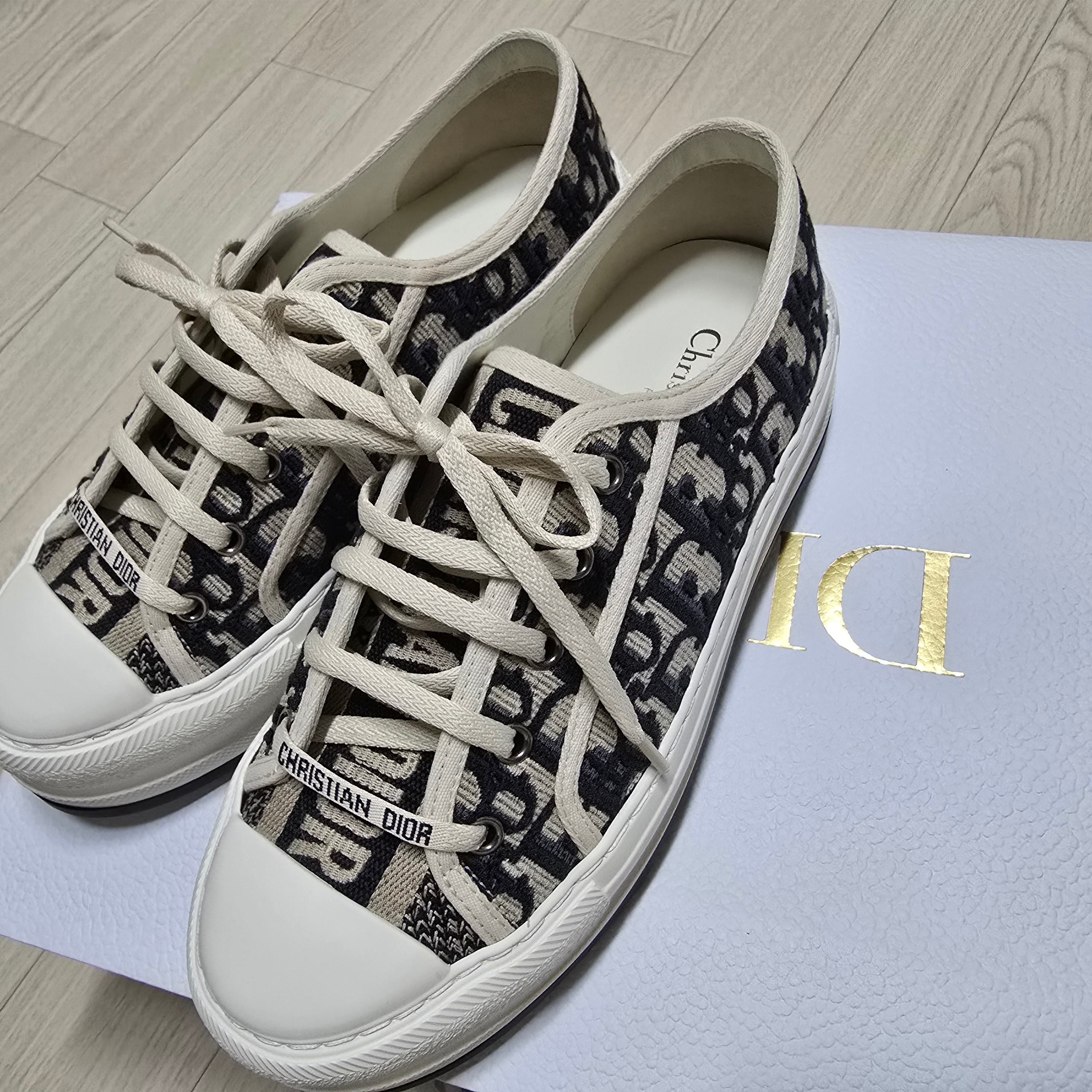 (W) Dior Walk'N'Dior Platform Sneakers Deep Blue Dior Oblique 착용 스타일 - 2