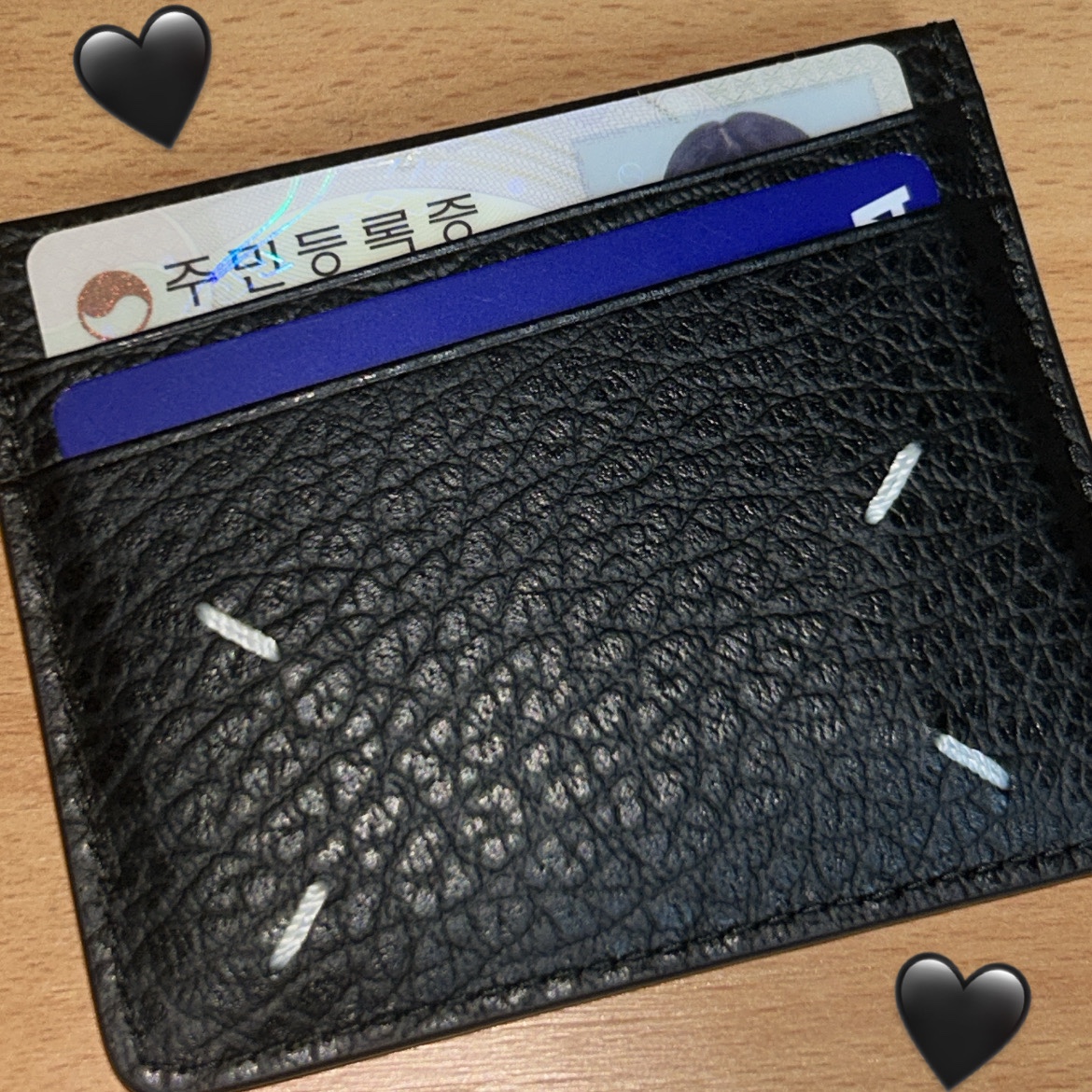 Maison Margiela Stitch Card Holder Black 착용 스타일