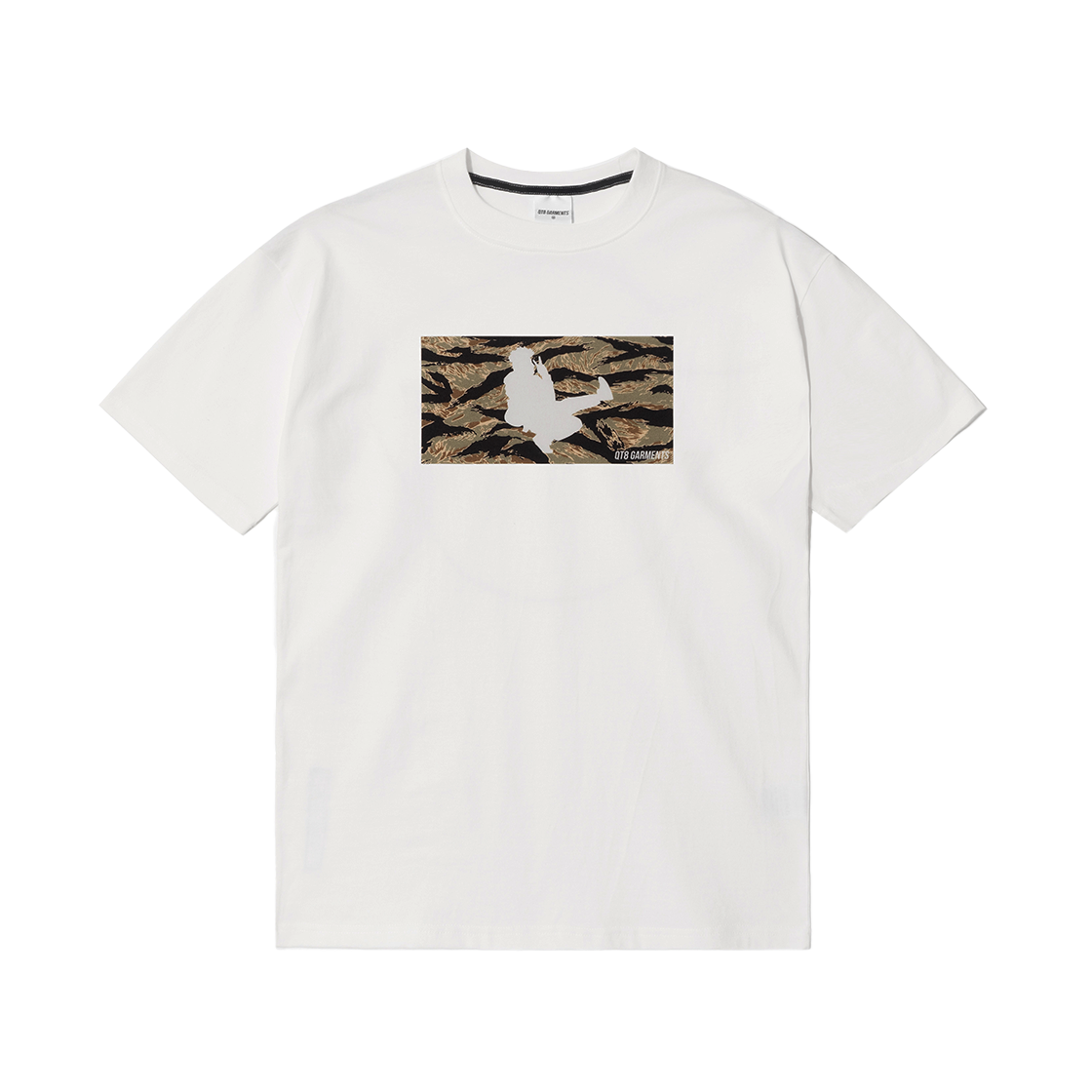 큐티에잇 가먼츠 누들 X 큐티에잇 타이거 카모 티 아이보리(QT8 GARMENTS Noodle X QT8 Tiger Camo Tee Ivory)