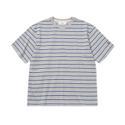 Knitted Stripe Leathrer Heart T-Shirt Grey