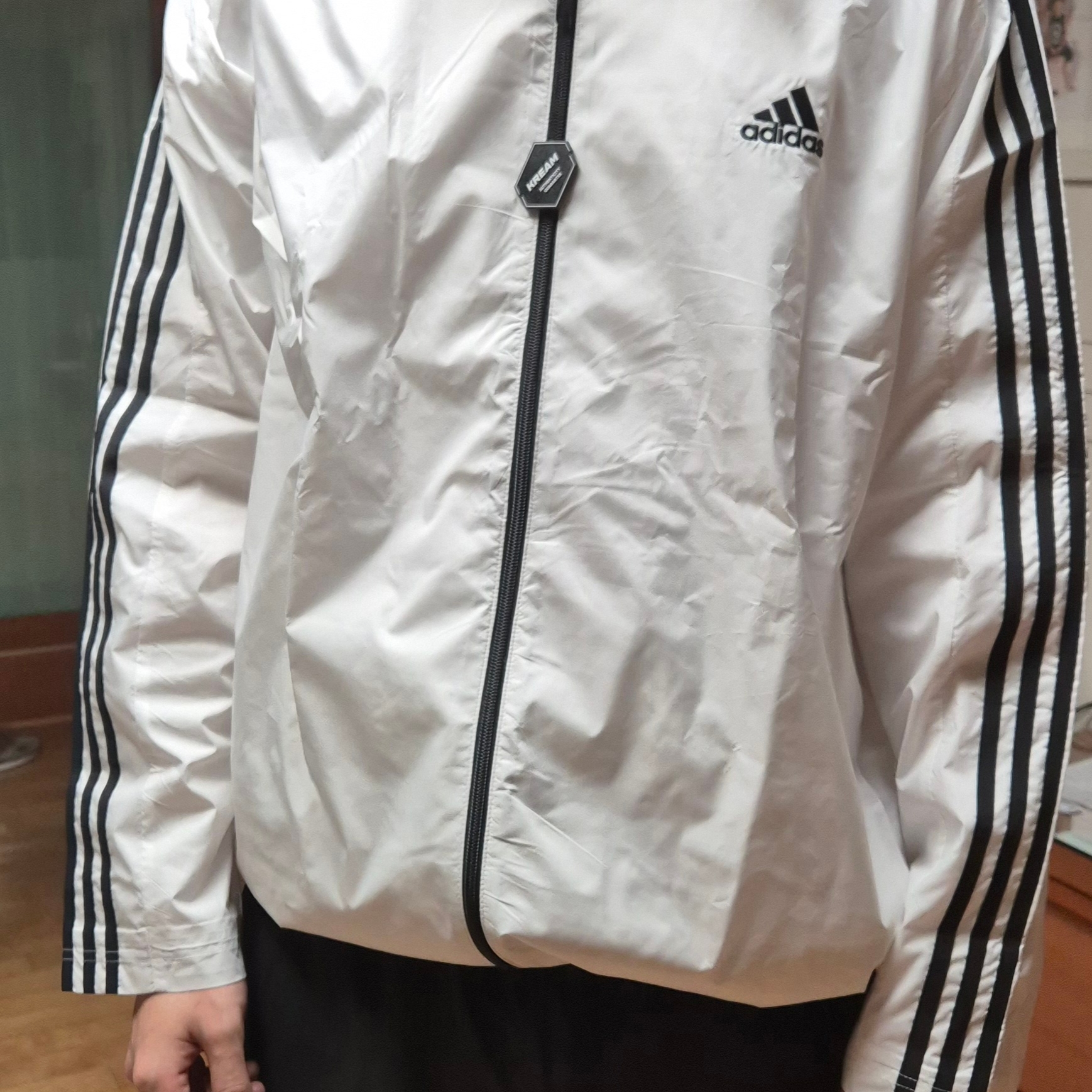 Adidas Essential 3S Woven Windbreaker Jacket White - KR Sizing 착용 스타일 - 1