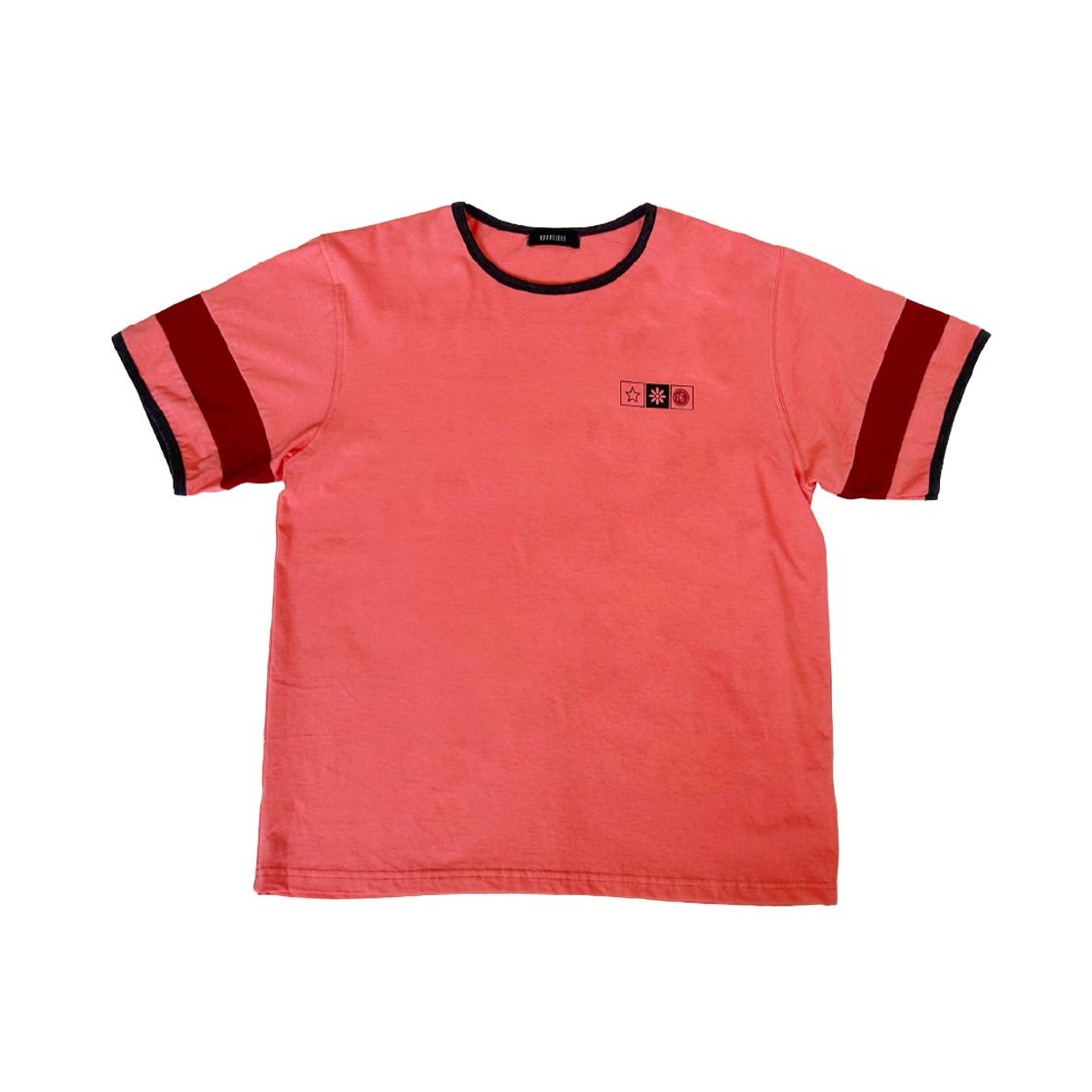 KS5BRTS006CO Kookeesee Square Print Ringer Tee Coral pink