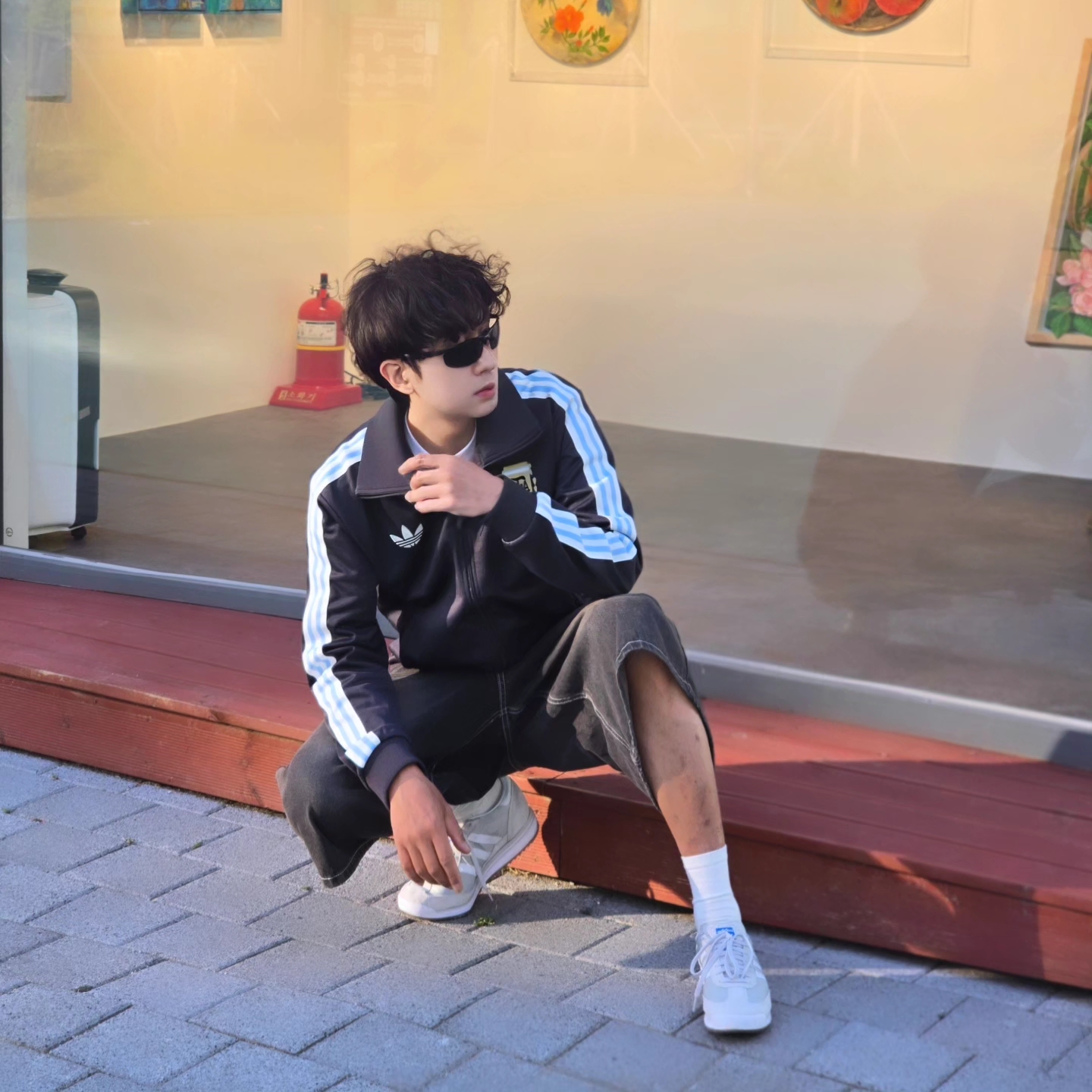 Adidas Argentina Beckenbauer Track Top Utility Black - KR Sizing, Adidas Argentina Beckenbauer Track Top Utility Black - US Sizing 착용 스타일 - 1