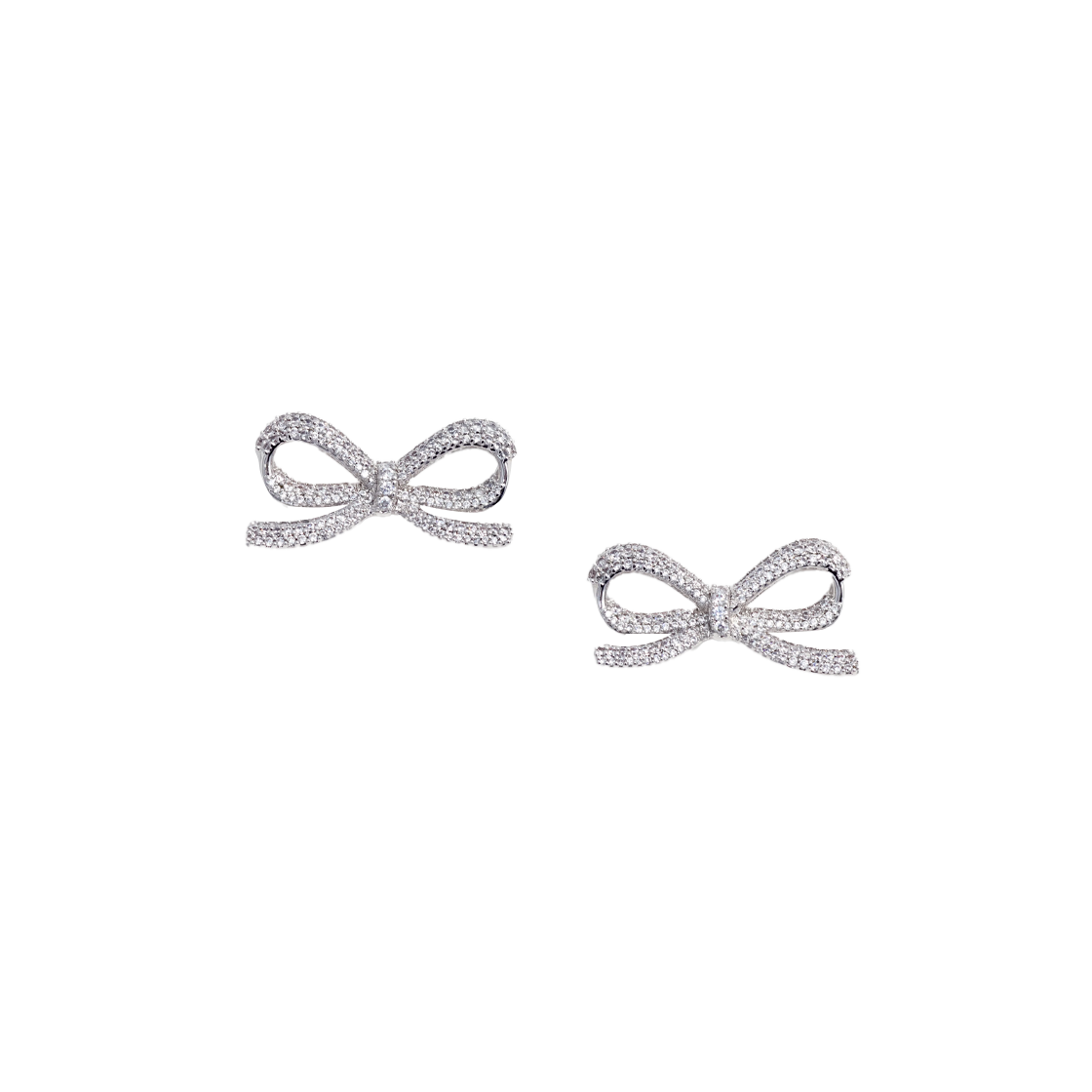 셀프 포트레이트 크리스탈 보우 이어링 실버 - 25SS(Self Portrait Crystal Bow Earrings Silver - 25SS)