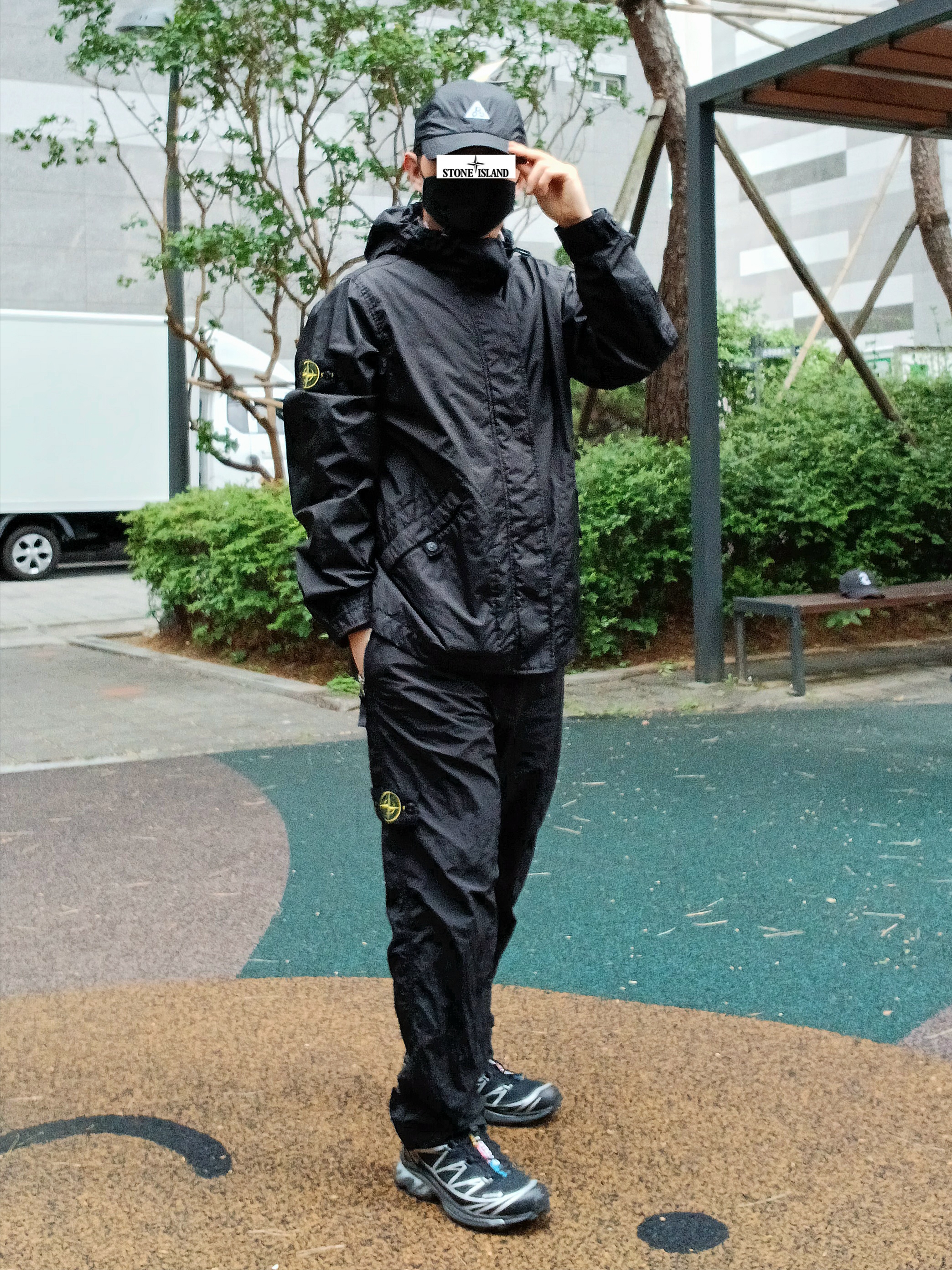 Nike ACG Trail Cap Black, Salomon XT-6 GTX Black Silver 착용 스타일 - 2