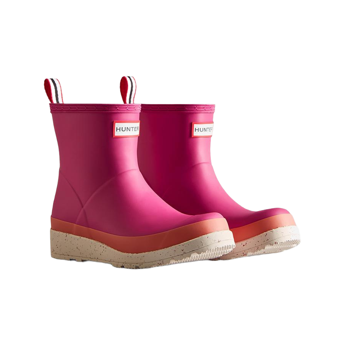 (W) 헌터 플레이 쇼트 스페클 솔 웰링턴 레인 부츠 프리즈매틱 핑크 러프 핑크((W) Hunter Play Short Speckle Sole Wellington Rain Boots Prismatic Pink Rough Pink) - 2