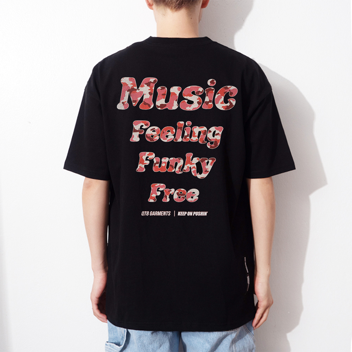 큐티에잇 가먼츠 누들 X 큐티에잇 핑크 카모 티 블랙(QT8 GARMENTS Noodle X QT8 Pink Camo Tee Black) - 4