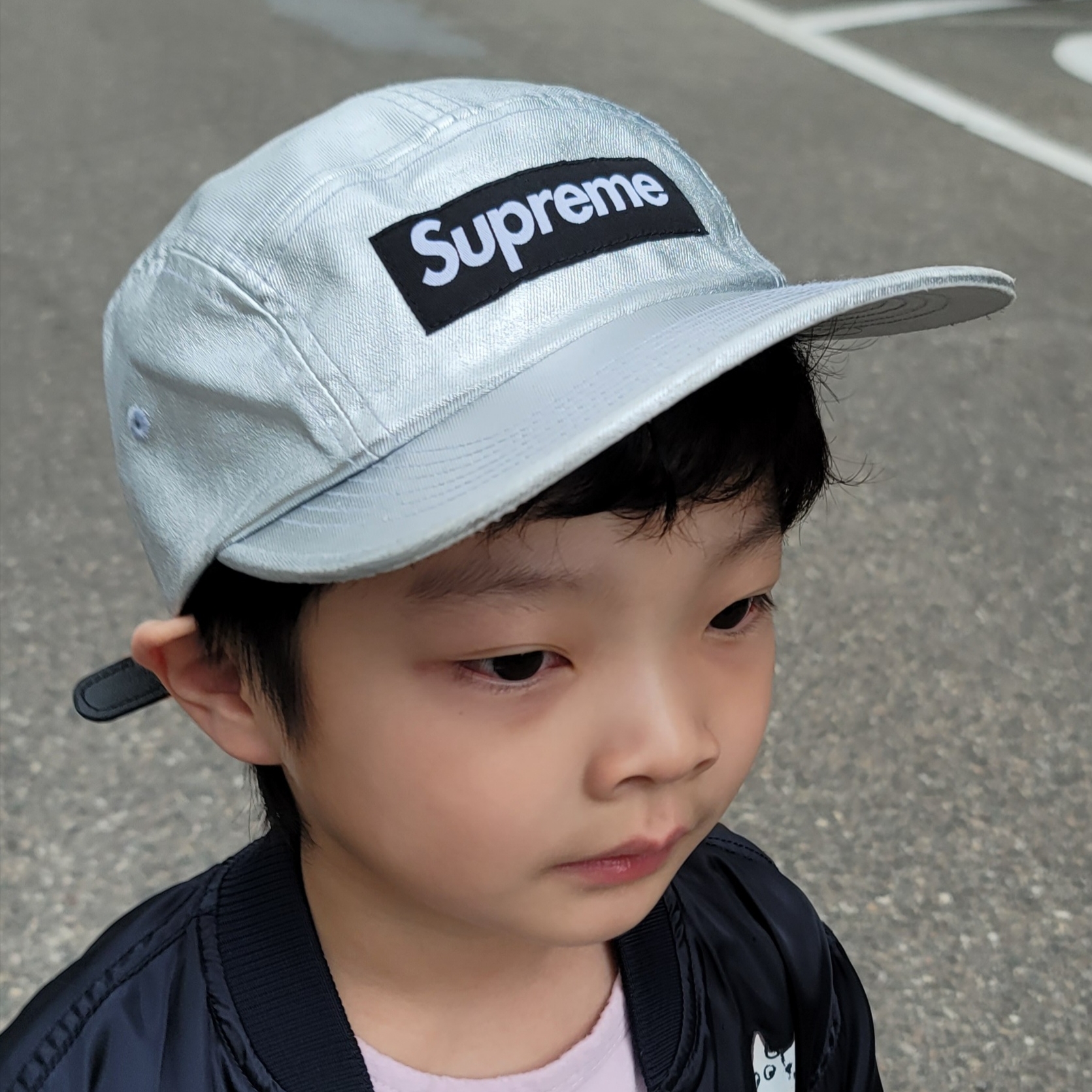 Supreme Washed Chino Twill Camp Cap Silver - 25SS 착용 스타일 - 2