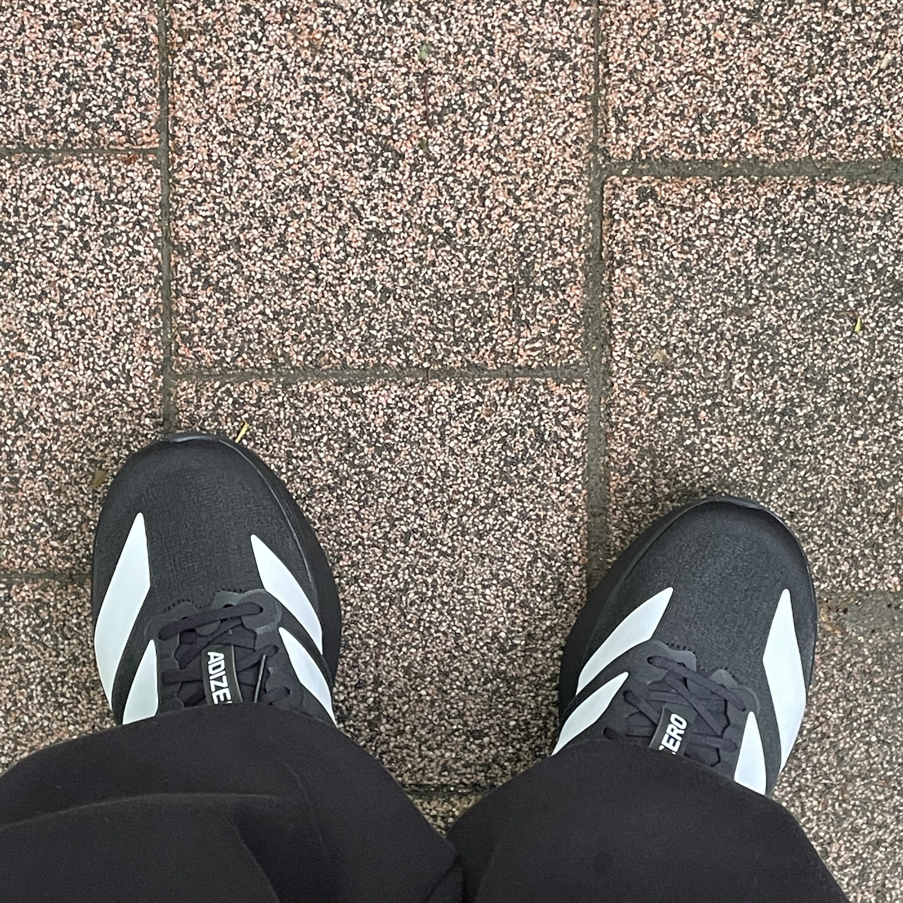 Adidas Adizero EVO SL Core Black Cloud White 착용 스타일