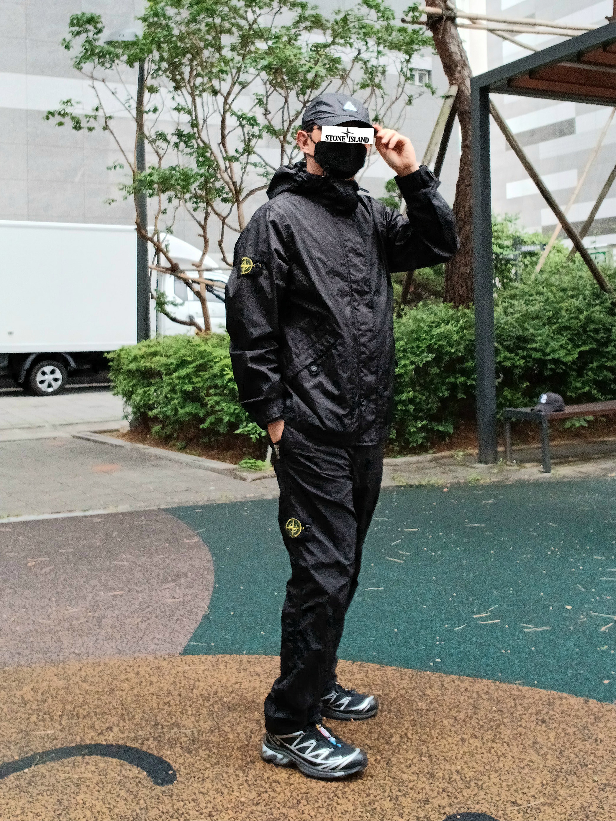 Nike ACG Trail Cap Black, Salomon XT-6 GTX Black Silver 착용 스타일 - 6