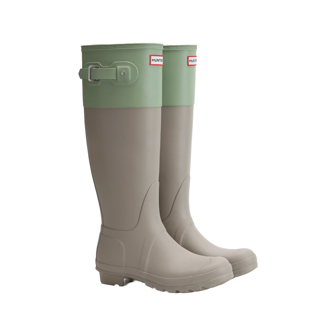 (W) 헌터 오리지널 톨 컬러 블록 부츠 스키밍 스톤 글램 그린((W) Hunter Original Tall Colour Block Boots Skimming Stone Glam Green) - 2