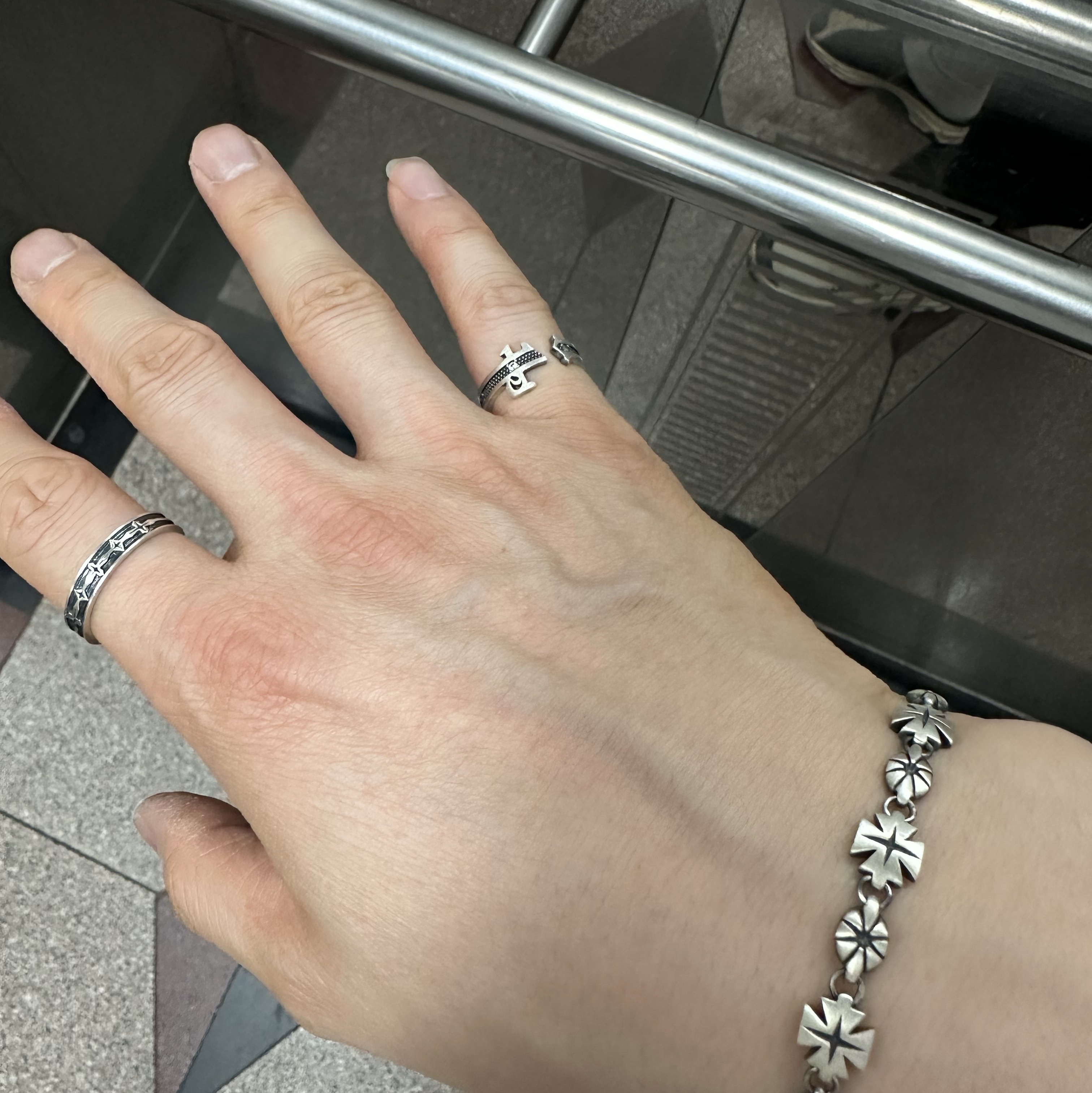 Polyteru 925 Silver Bracelet 001 (Cross & Hanabi Lemon), [예약배송] Polyteru 925 Silver Ring 005 Star 착용 스타일