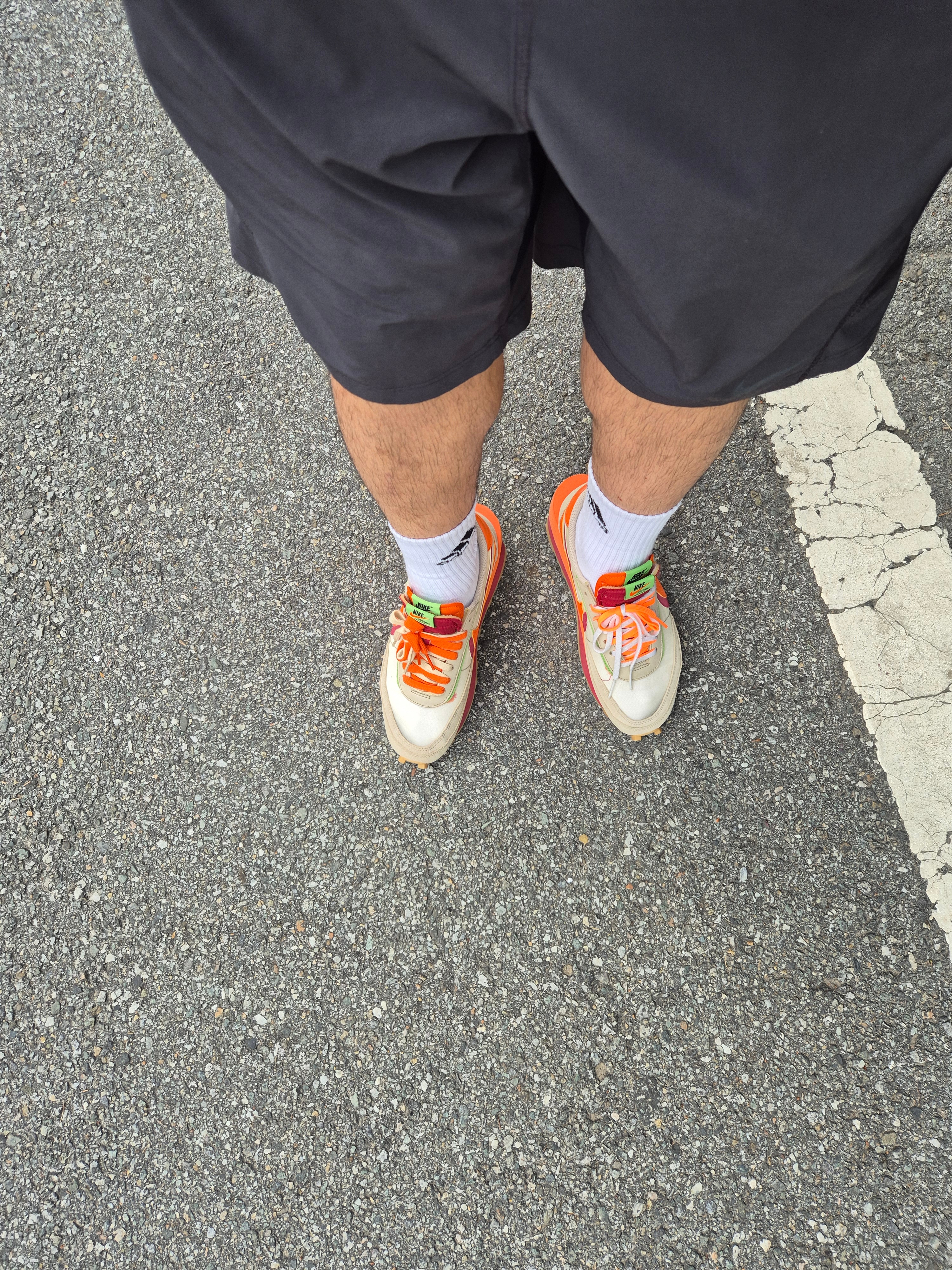 Nike x Sacai x Clot LDWaffle Orange Blaze 착용 스타일