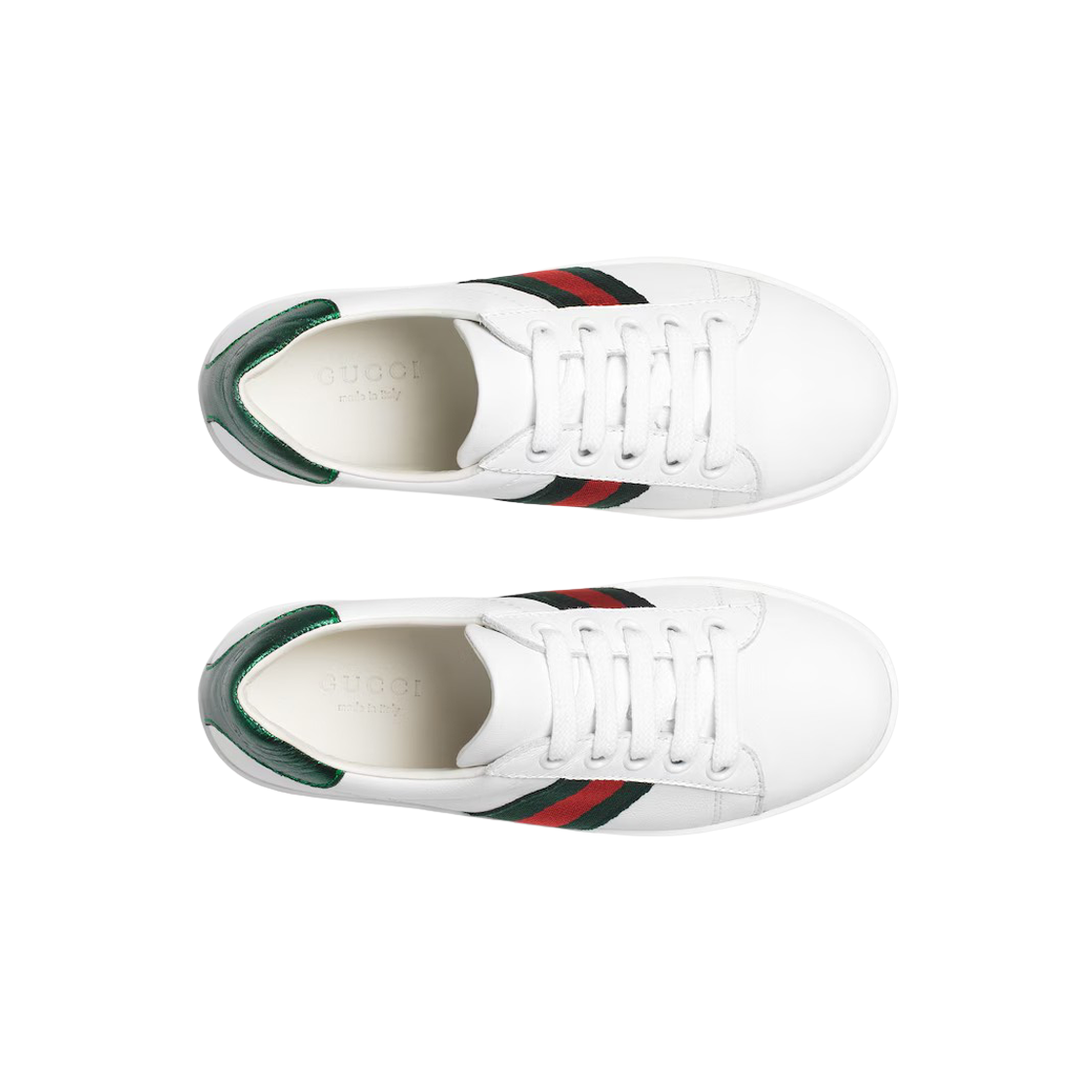 (키즈) 구찌 에이스 레더 스니커즈 화이트 그린((Kids) Gucci Ace Leather Sneakers White Green) - 2