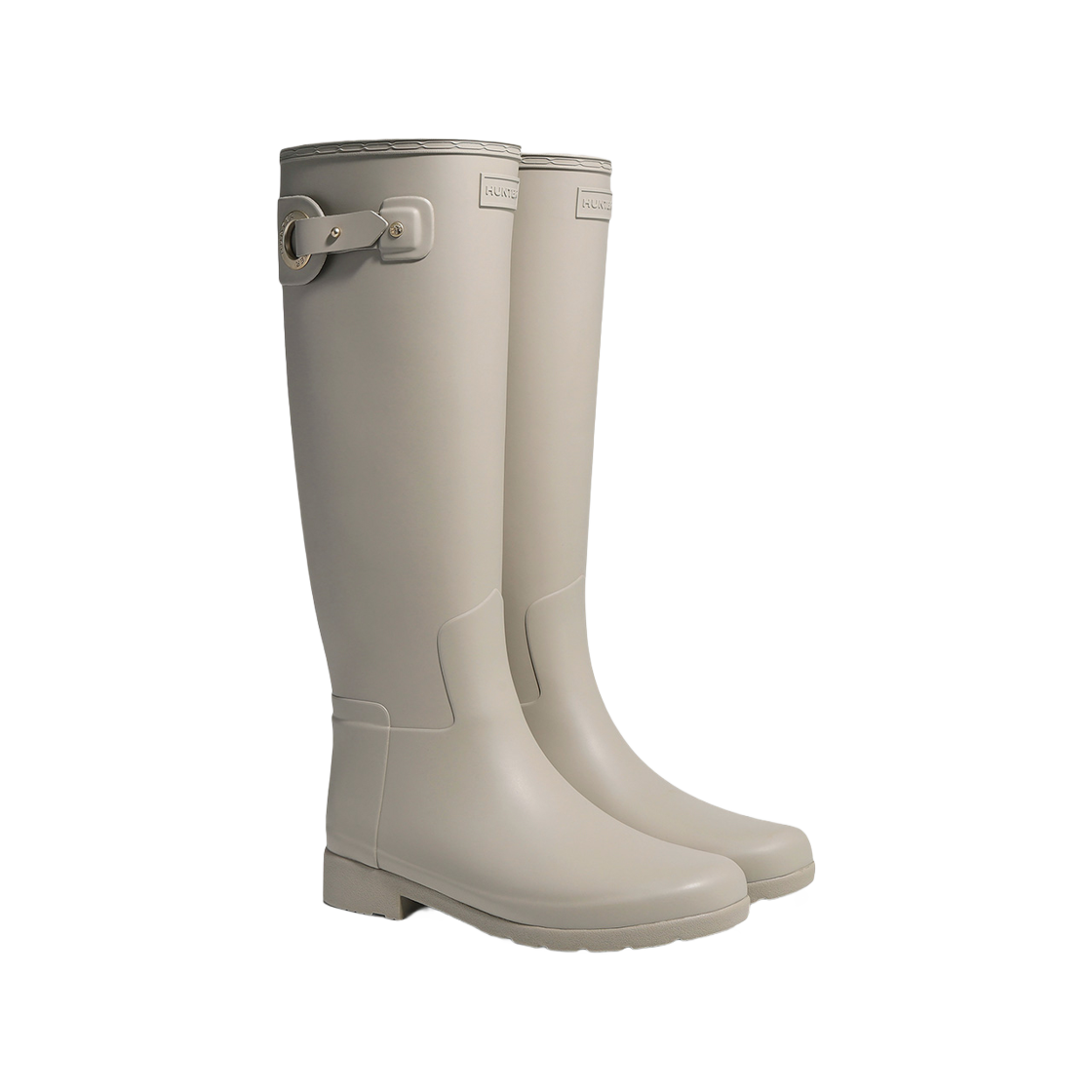 (W) 헌터 리파인드 톨 아일렛 버클 부츠 스키밍 스톤((W) Hunter Refined Tall Eyelet Buckle Boots Skimming Stone) - 2