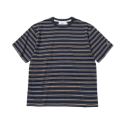 Knitted Stripe Leathrer Heart T-Shirt Navy