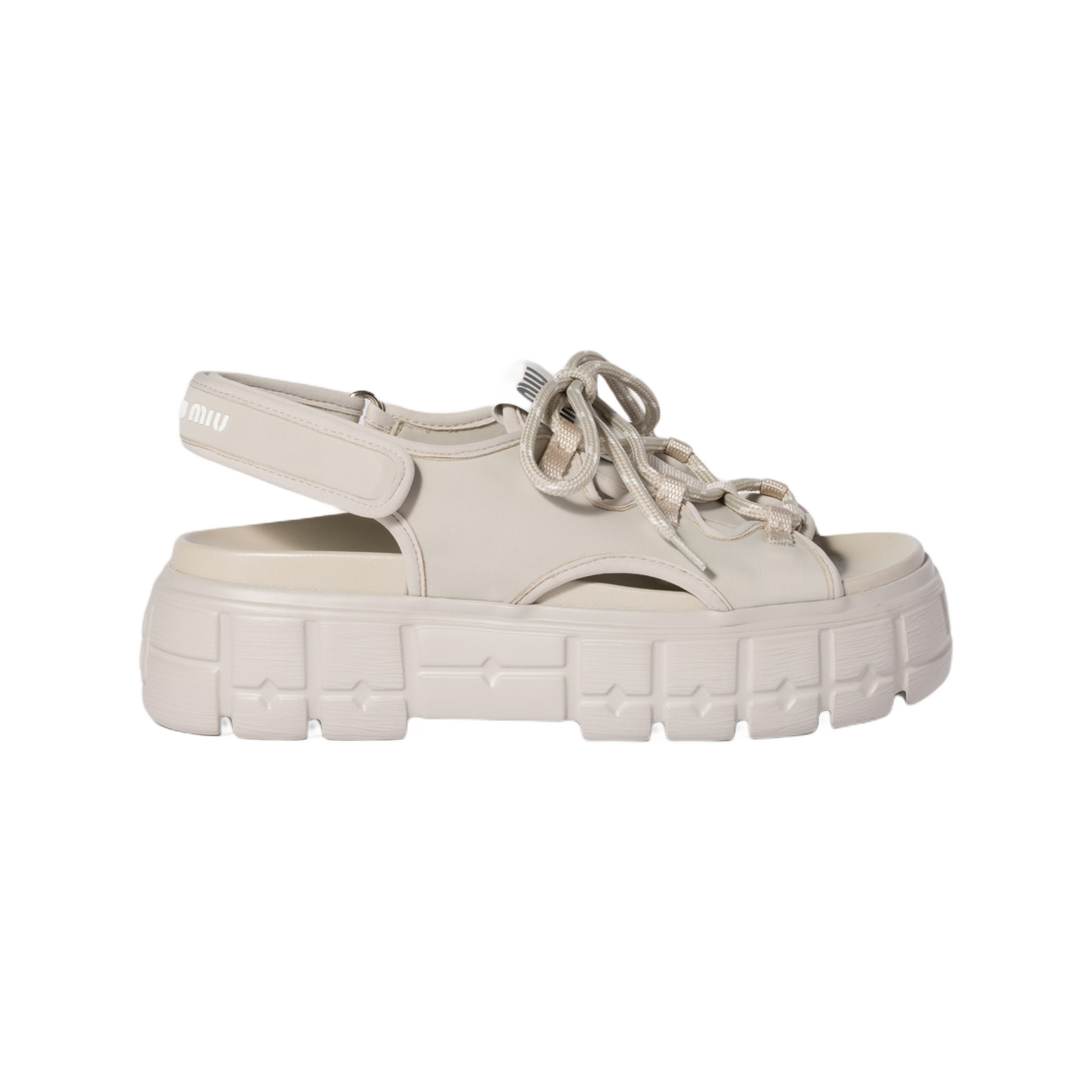 (W) 미우 미우 청키 네오프렌 샌들 초크((W) Miu Miu Chunky Neoprene Sandals Chalk)