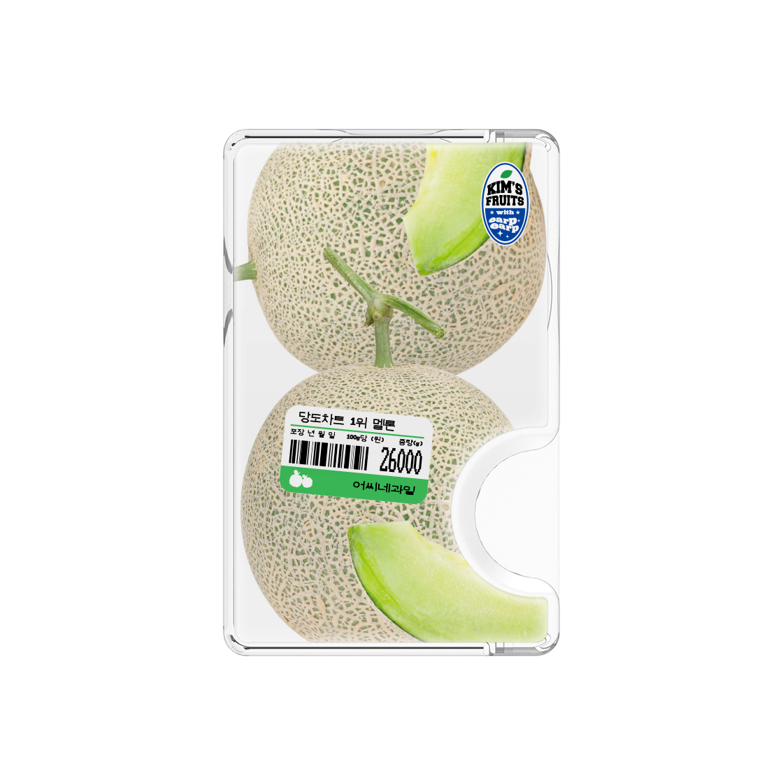 [어프어프 X 김씨네 과일]당도차트 1위 멜론 (맥세이프-에폭시 카드지갑)([EARPEARP X KIMS FRUITS] No.1 Sweet – Melon MagSafe Epoxy Card Wallet)
