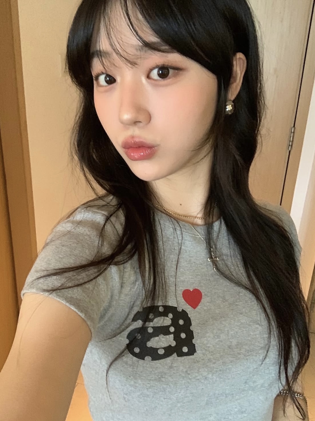 AEAE Dot Small Letter Tee Melange Grey, Asics GT-2160 Black Pure Silver 착용 스타일 - 3