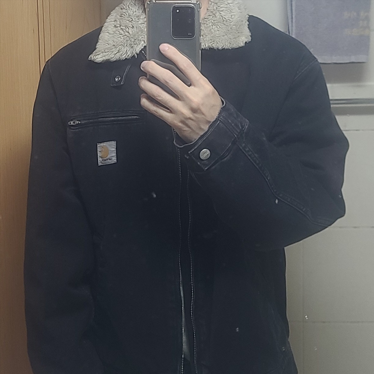 Carhartt WIP Herald Jacket Black Wall Stone Washed 착용 스타일
