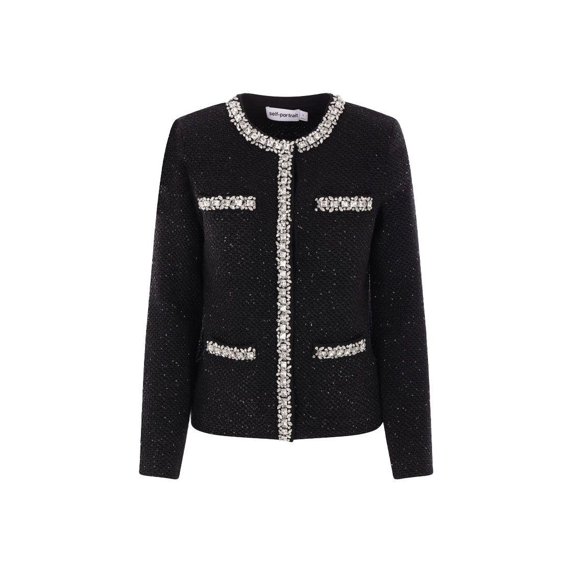 셀프 포트레이트 우먼 블랙 시퀸 니트 가디건 블랙 - 25SS(Self Portrait Women Black Sequin Knit Cardigan Black - 25SS)