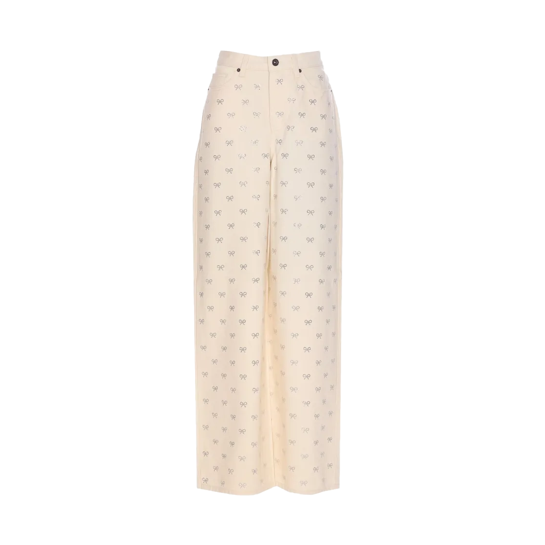 KW5BPADSF12CR Self Portrait Women Denim Diamante Bow Jeans Cream - 25SS
