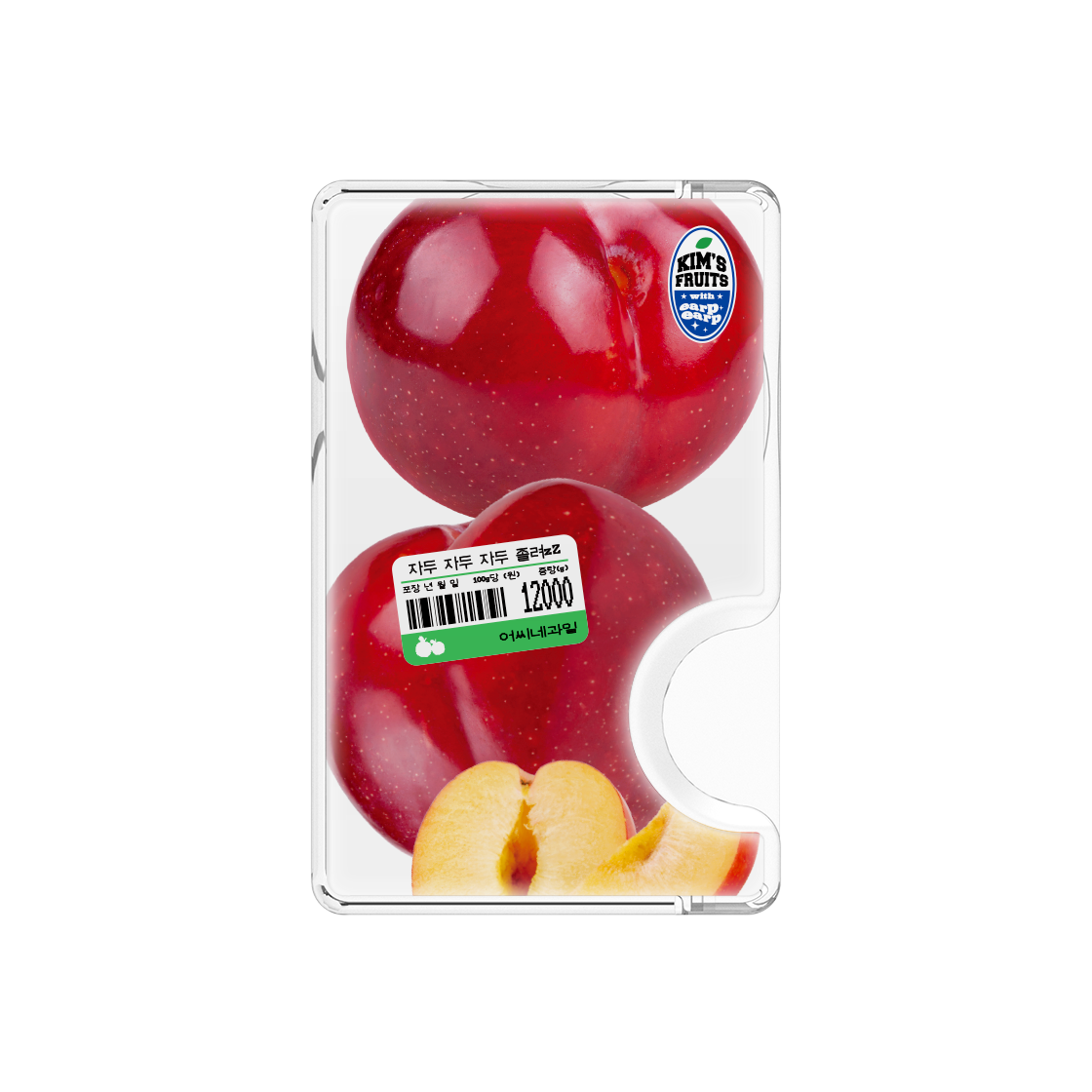 [어프어프 X 김씨네 과일]자두 자두 자두 졸려 (맥세이프-에폭시 카드지갑)([EARPEARP X KIMS FRUITS] So Plum Sleepy MagSafe Epoxy Card Wallet)