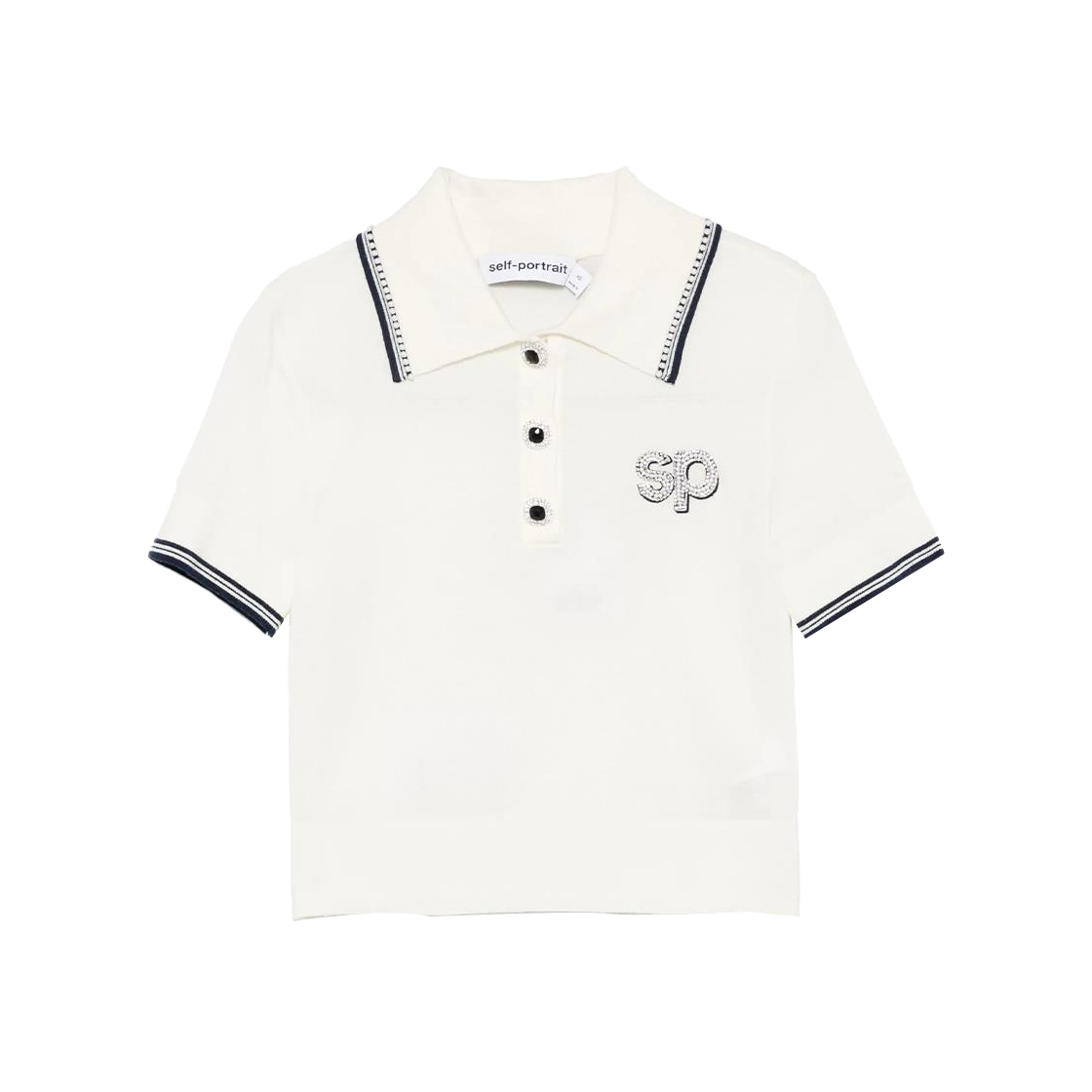 KW5BTSSSF11CR Self Portrait Women Knit SP Polo Top Cream - 25SS