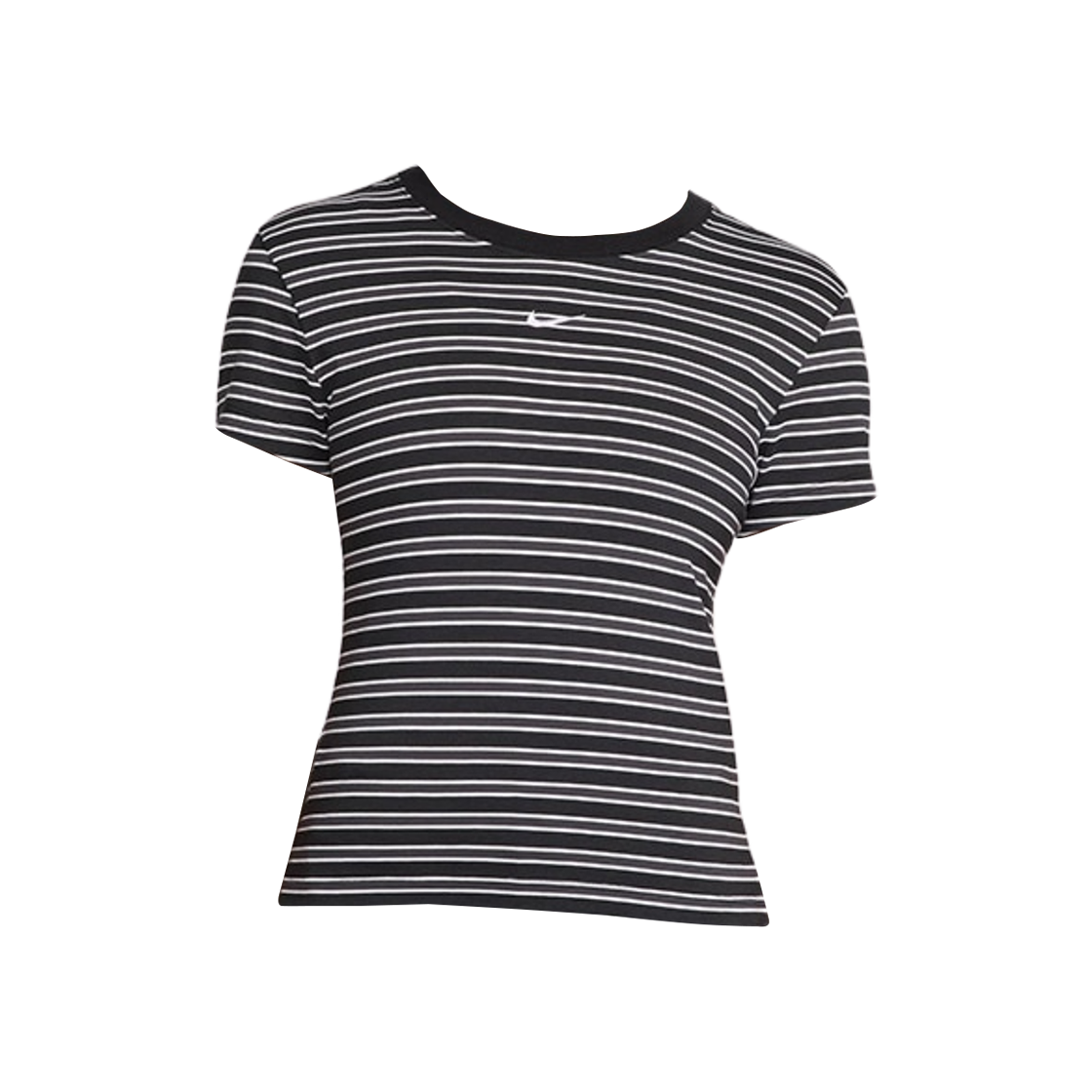 (W) 나이키 NSW 칠 니트 슬림 스트라이프 티셔츠 블랙 - 아시아((W) Nike NSW Chill Knit Slim Striped T-Shirt Black - Asia) - 1