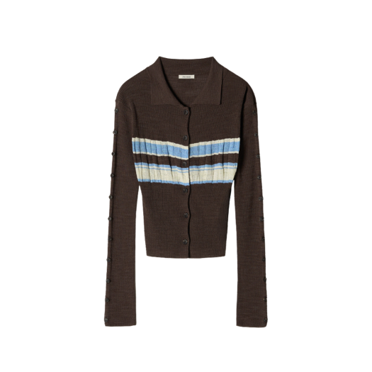(W) Aviemuah Crinkle Striped Cardigan Brown