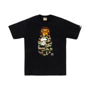 BAPE 1st Camo Milo on Ape Head T-Shirt Black Yellow