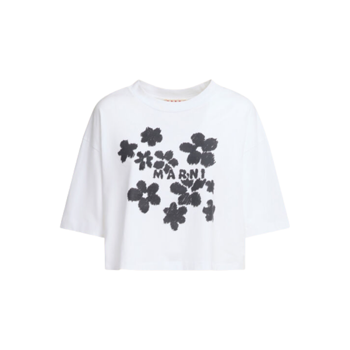 (W) 마르니 데이지 가든 프린트 저지 코튼 티셔츠 릴리 화이트((W) Marni Daisy Garden Print Jersey Cotton T-Shirt Lily White)