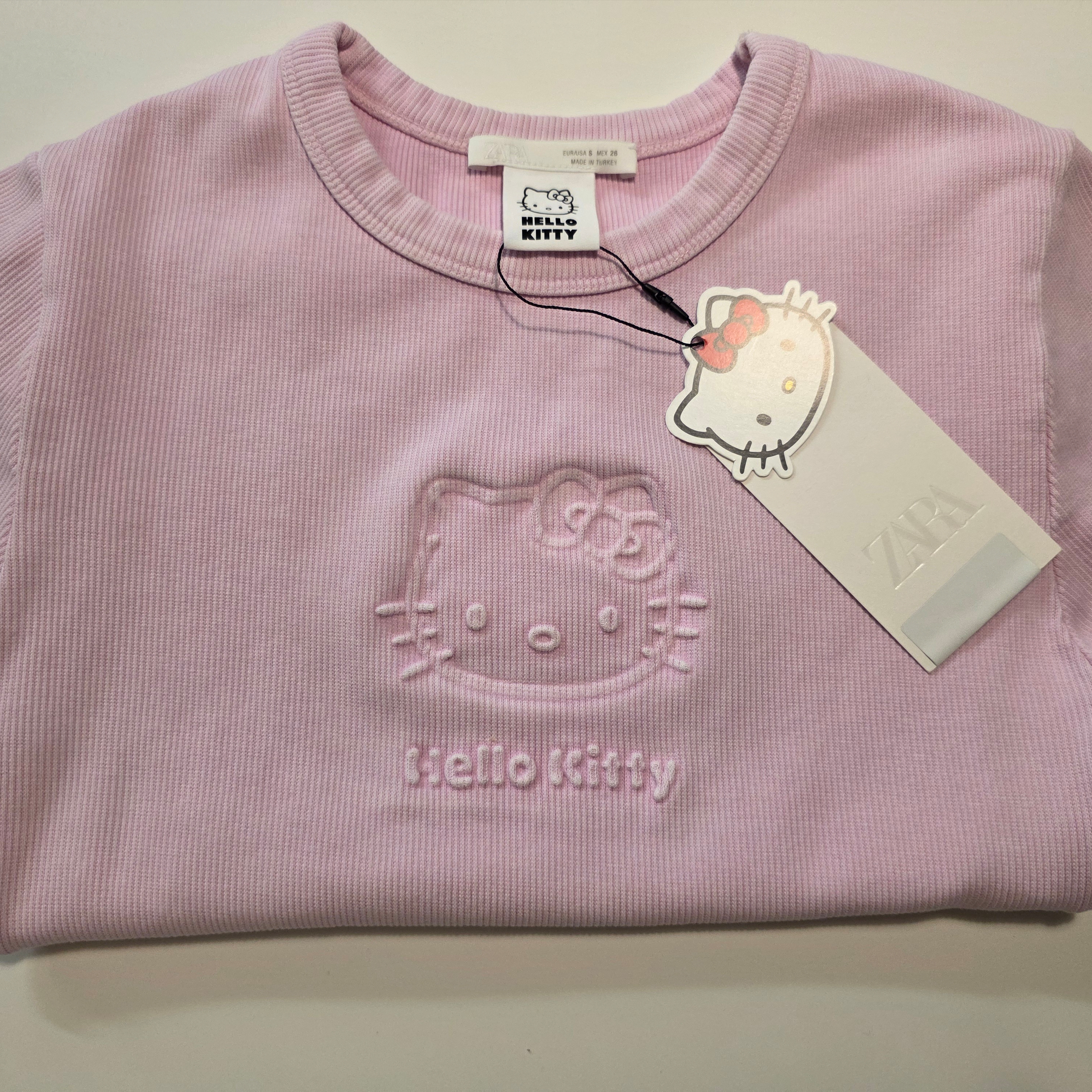 (W) Zara x Hello Kitty Washed Effect T-Shirt Rose Pink 착용 스타일