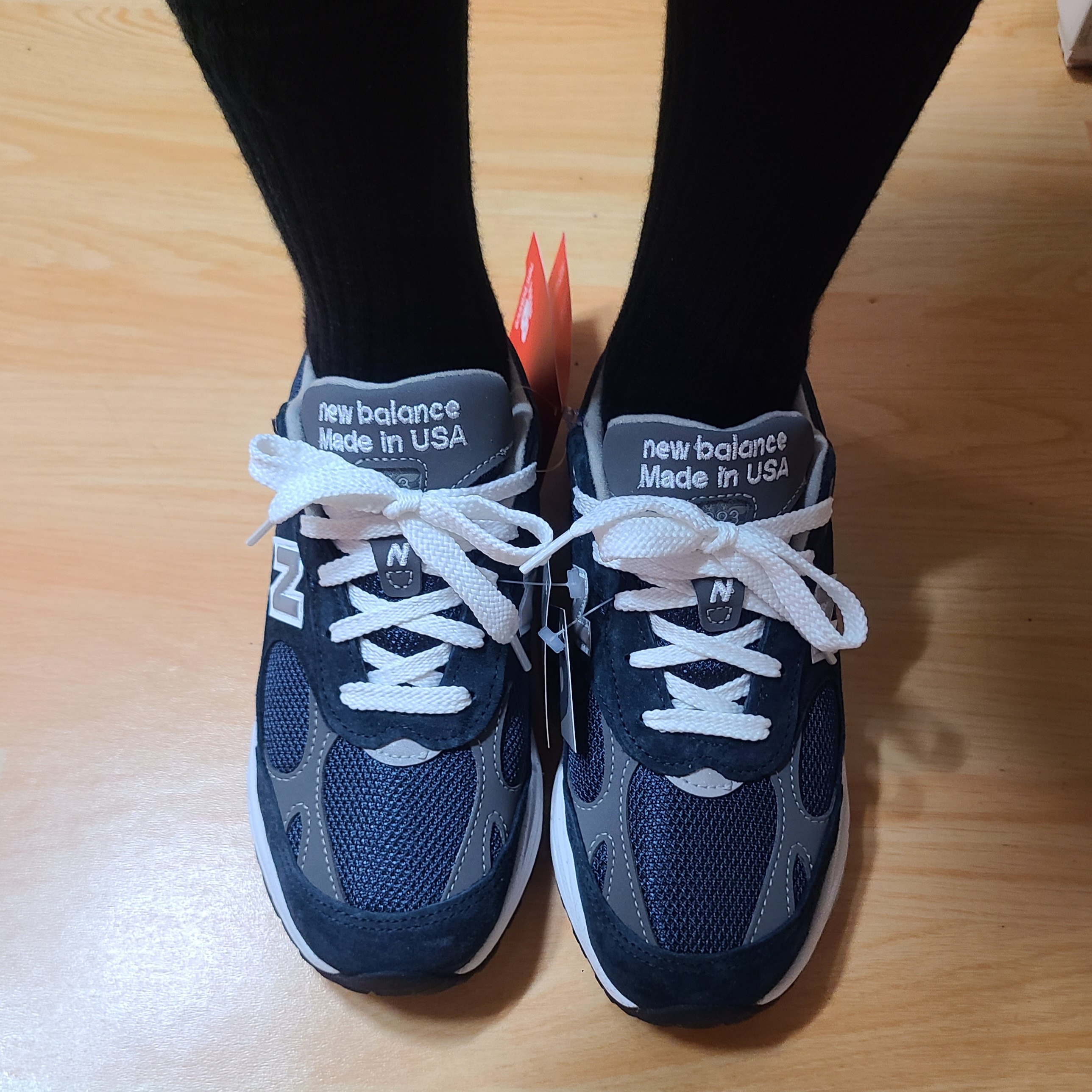 (W) New Balance 993 Made in USA Navy - B Standard 착용 스타일 - 1