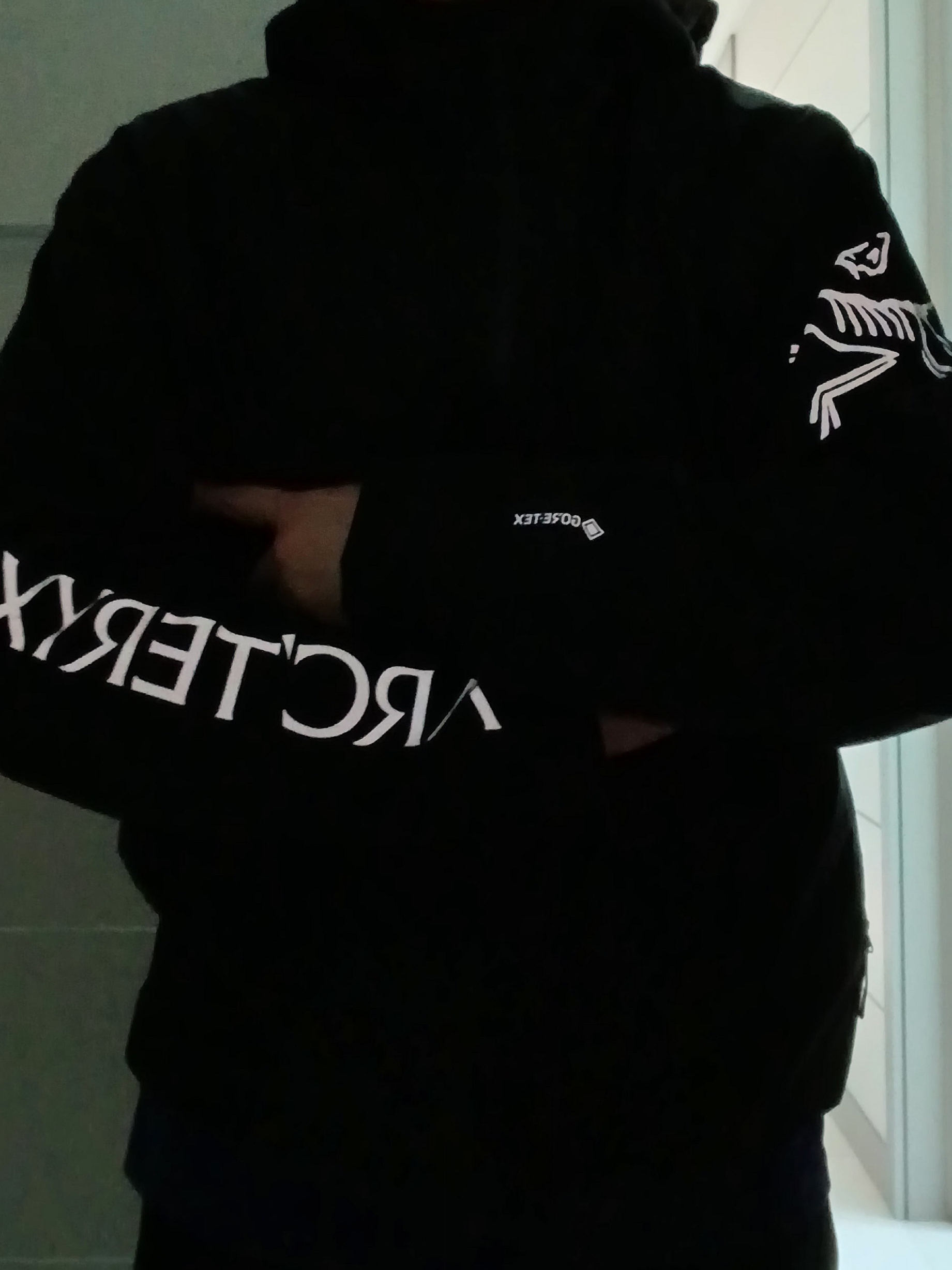 Arc'teryx Norvan Jacket Black, Arc'teryx Motus Arcword Crew SS T-Shirt Soulsonic Heather 착용 스타일 - 5