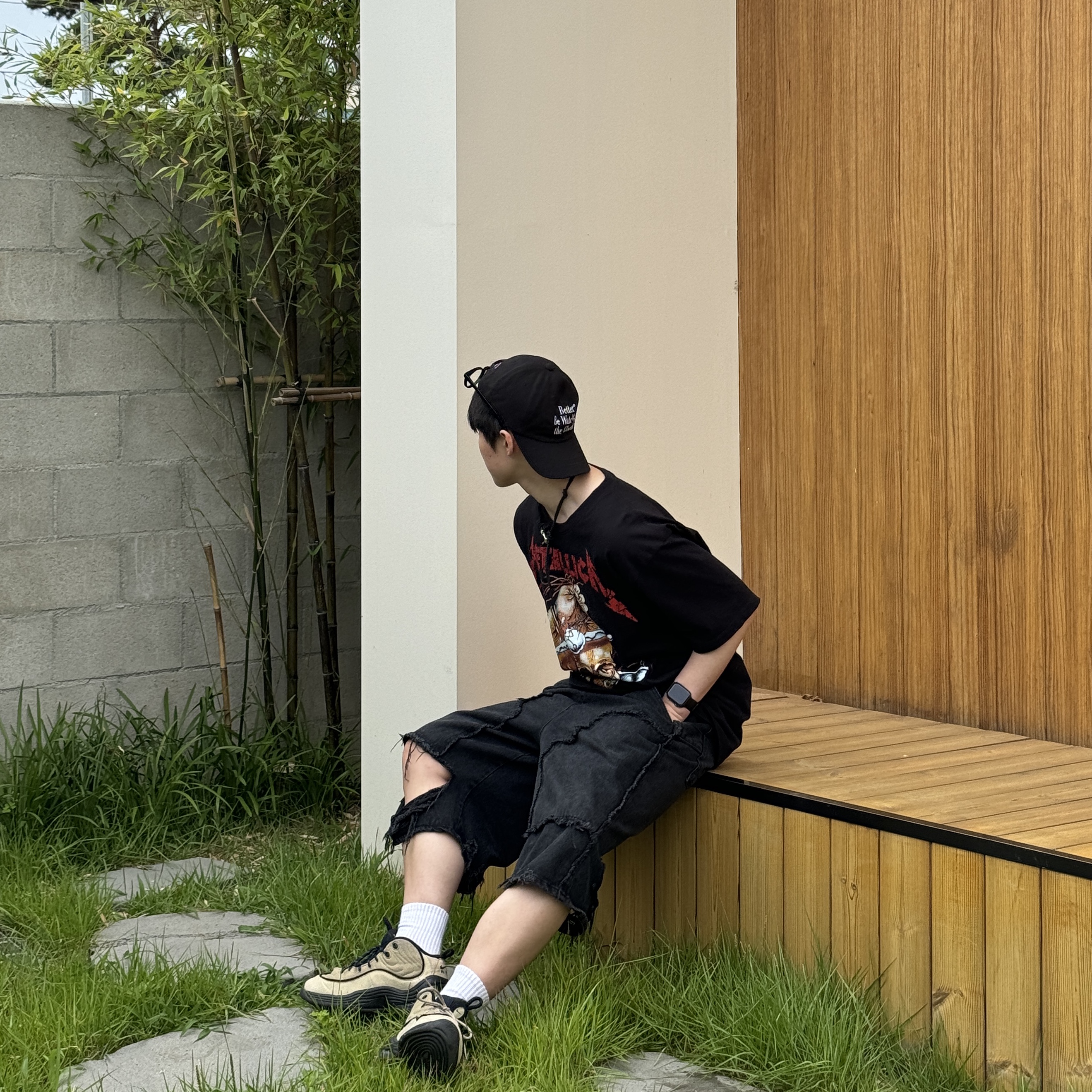 Nike x Stussy Air Penny II Rattan and Limestone, Our Legacy Ladon Leather Keychain Black 착용 스타일 - 2