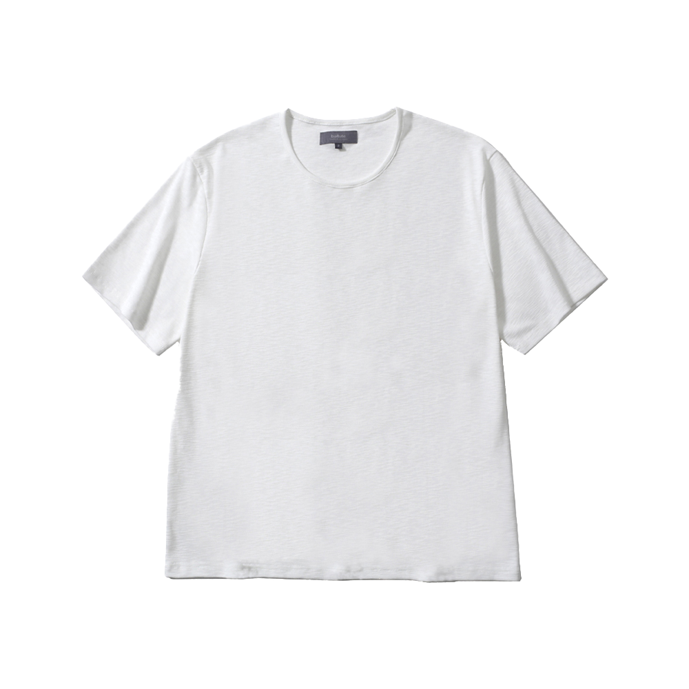 BAL064 Ballute Slub U-Neck Half T-Shirts White