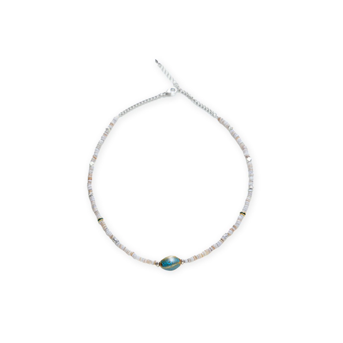 LE7SAC13-GY LEARVE Stone Wave Pendant Necklace