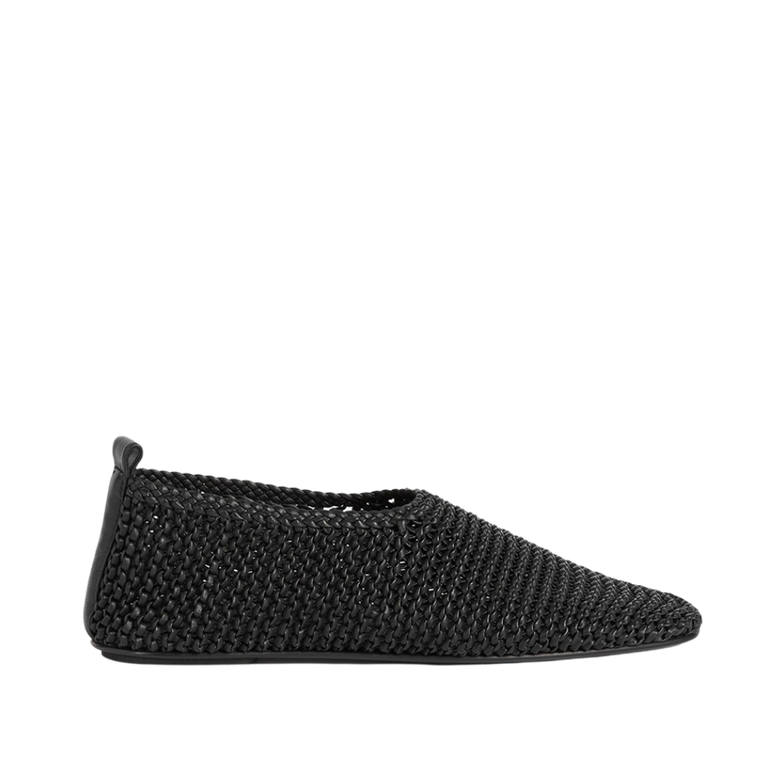 252-WAS2358-LE0134-001 (W) Toteme Woven Leather Ballerinas Black
