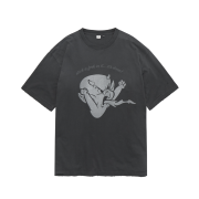 Polyteru x Hot Stuff Hard Washed Tee 'Angry' Washed Black