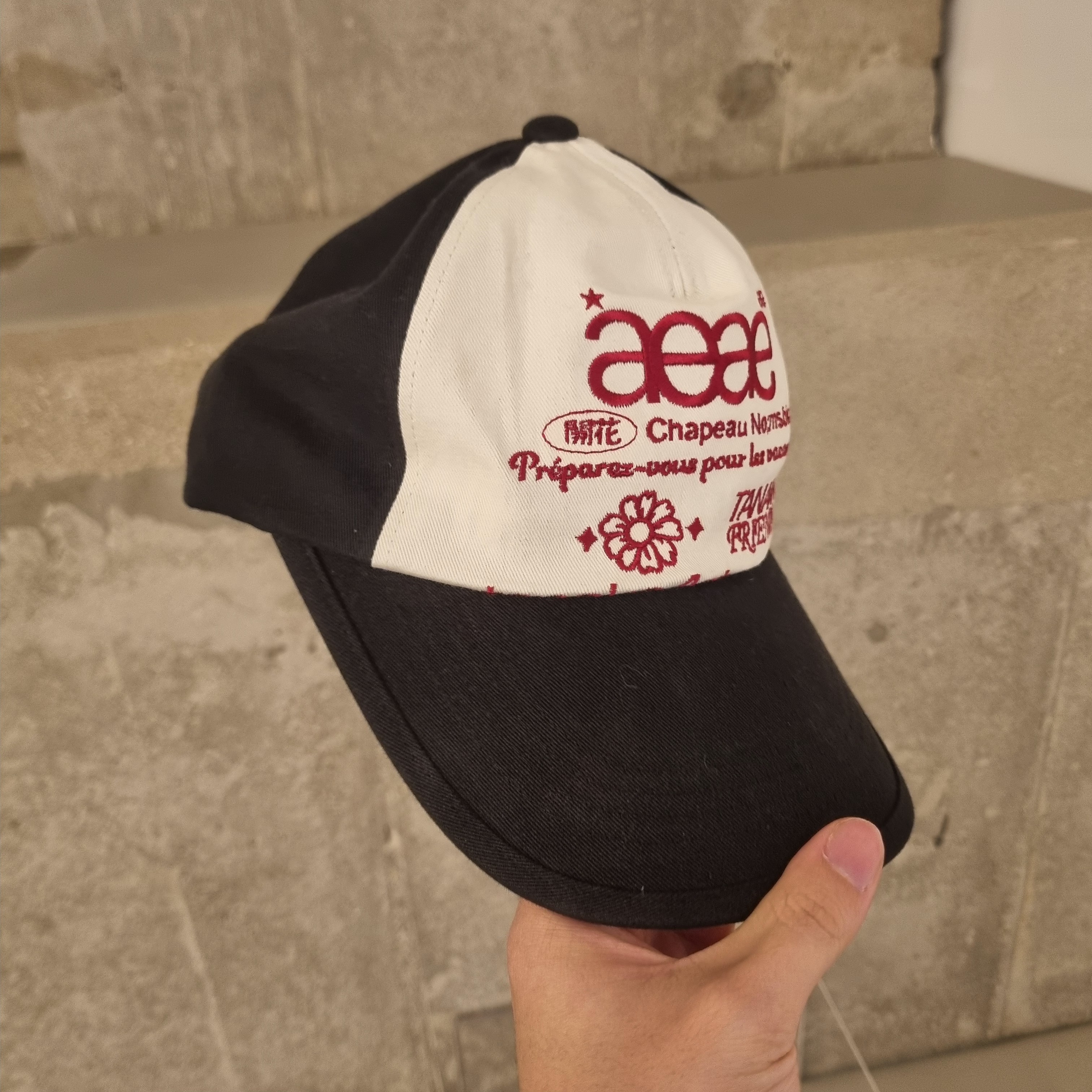 AEAE Web Logo 5 Pannel Ball Cap Ecru & Black 착용 스타일 - 2