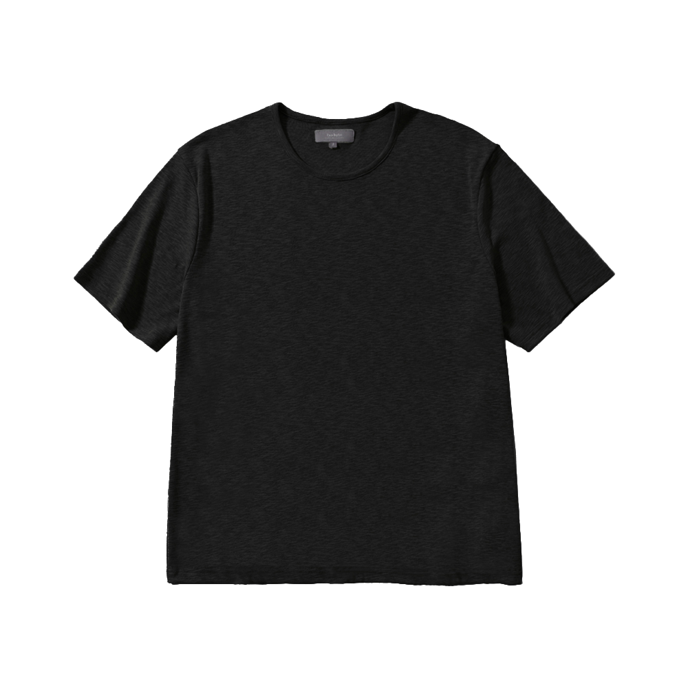 BAL063 Ballute Slub U-Neck Half T-Shirts Black