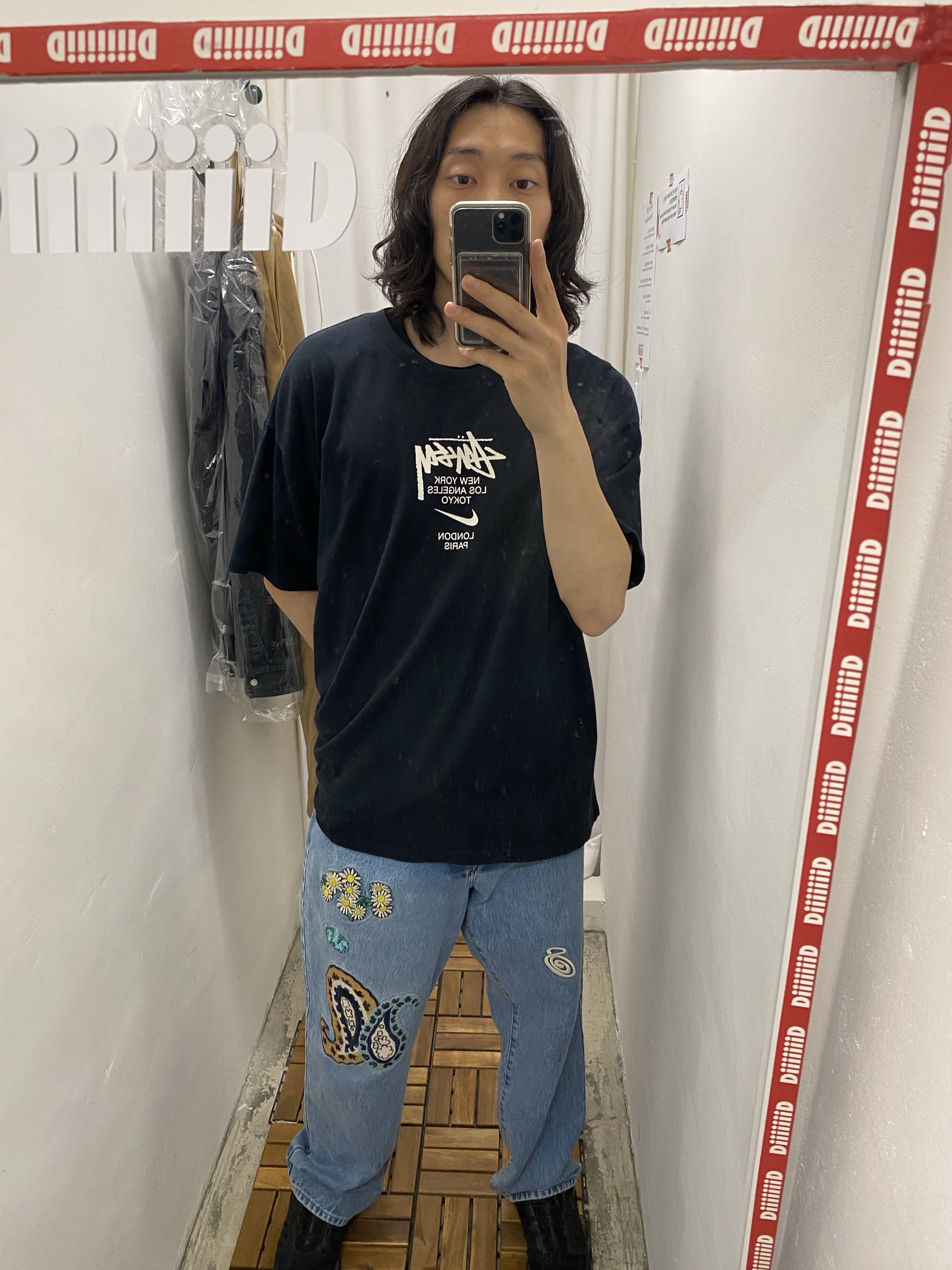 Nike x Stussy WT T-Shirt Black - Asia, Stussy x Noma t.d. Big OL' Jean Stone Wash 착용 스타일 - 2