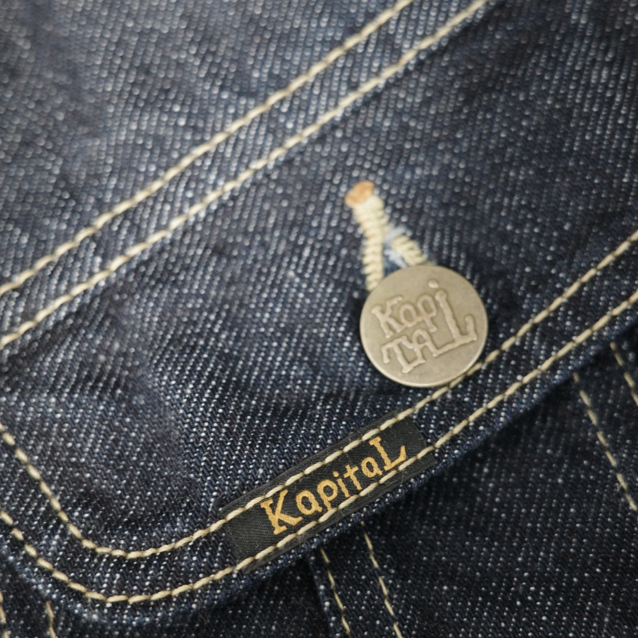 Kapital 11.5 oz. Denim Mexican Tuxedo Westerner Bone Jacket Indigo 착용 스타일 - 2